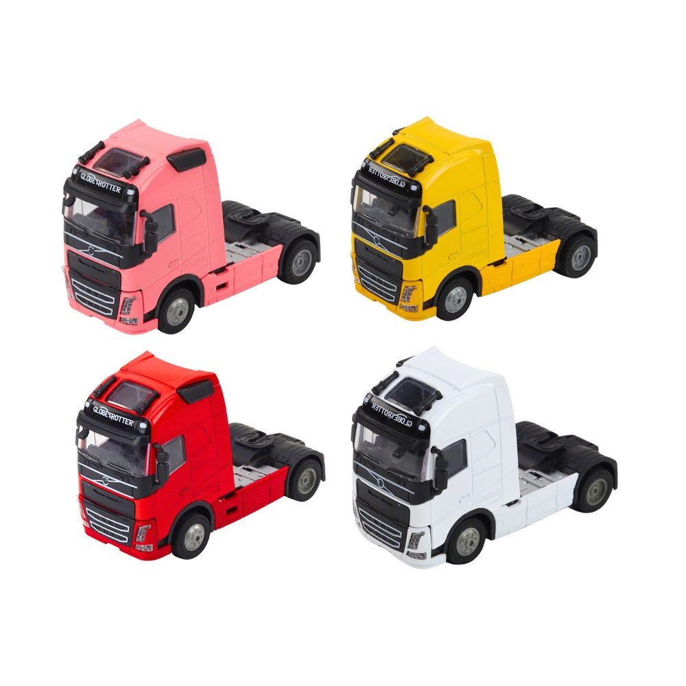 LEAN TOYS Anhänger Sattelzugmaschine Spielzeuglaster Modellfahrzeug, Spar-Set, 1-tlg., 11,5 x 7,5 x 5 cm robust, Licht & Sound, Friktionsantrieb, Metall, Gummiräder