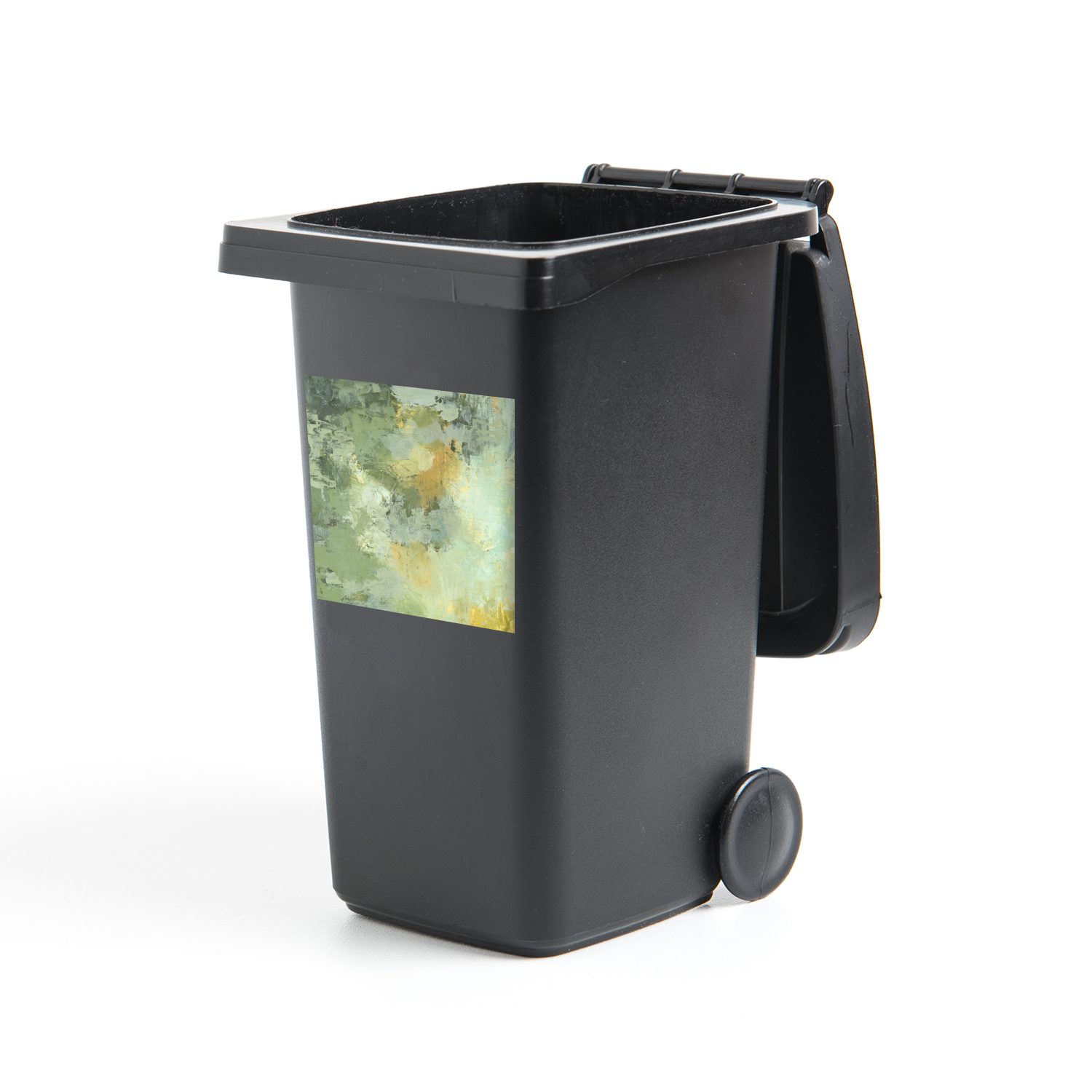 MuchoWow Wandsticker Ölgemälde grün (1 St), Mülleimer-aufkleber, Mülltonne, Sticker, Container, Abfalbehälter