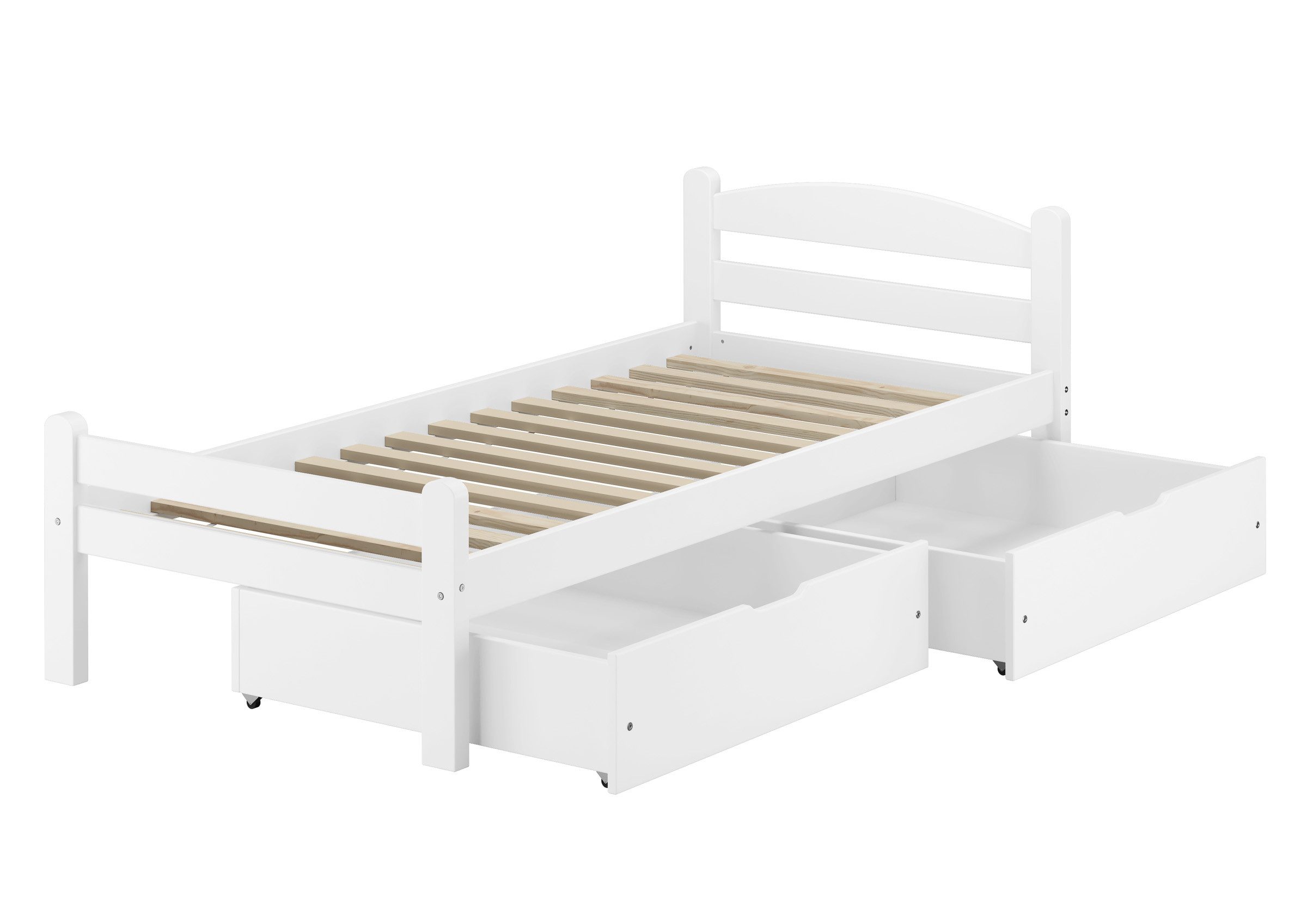 ERST-HOLZ Massivholzbett Einzelbett Gästebett Massiv Buche Weiß 90 x 200 cm, Buche waschweiß