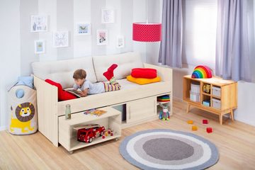 BioKinder - Das gesunde Kinderzimmer Kinderbett Lina, inkl. Bettkommode, Bettkasten, Lehne und Lattenrost