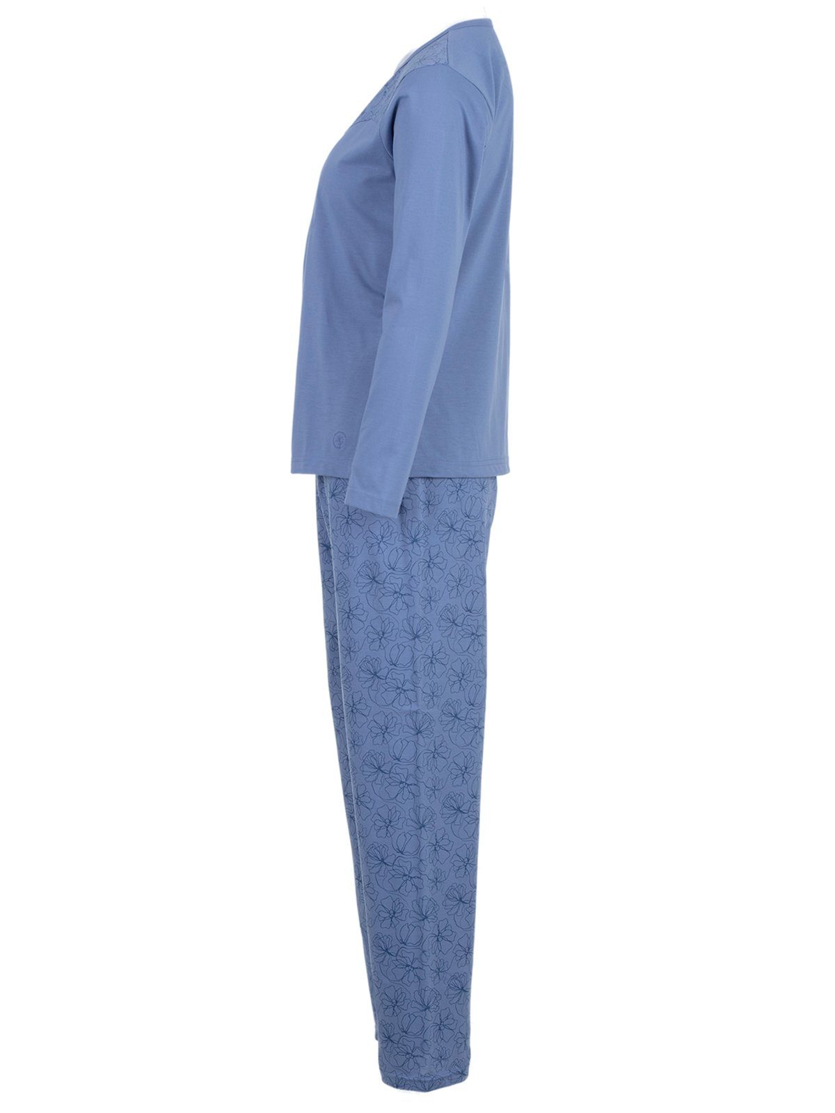 zeitlos Schlafanzug Pyjama Set Langarm - Blüten Floral Kellerfalte günstig online kaufen