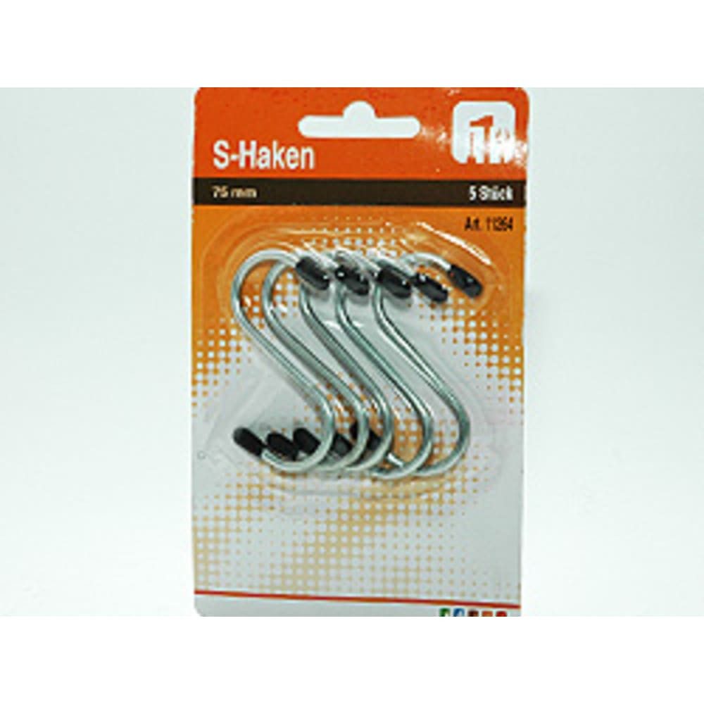 HundB Wandhaken S-Haken schwarz 5 Stück Hängehaken Metall Universal, Küchenutensilien-Aufhängung, (Mehrteiliges Set, 5-St., 5-teilig), Haken Aufhänger Befestigungshaken Garderobenhaken S-förmig Metallhaken