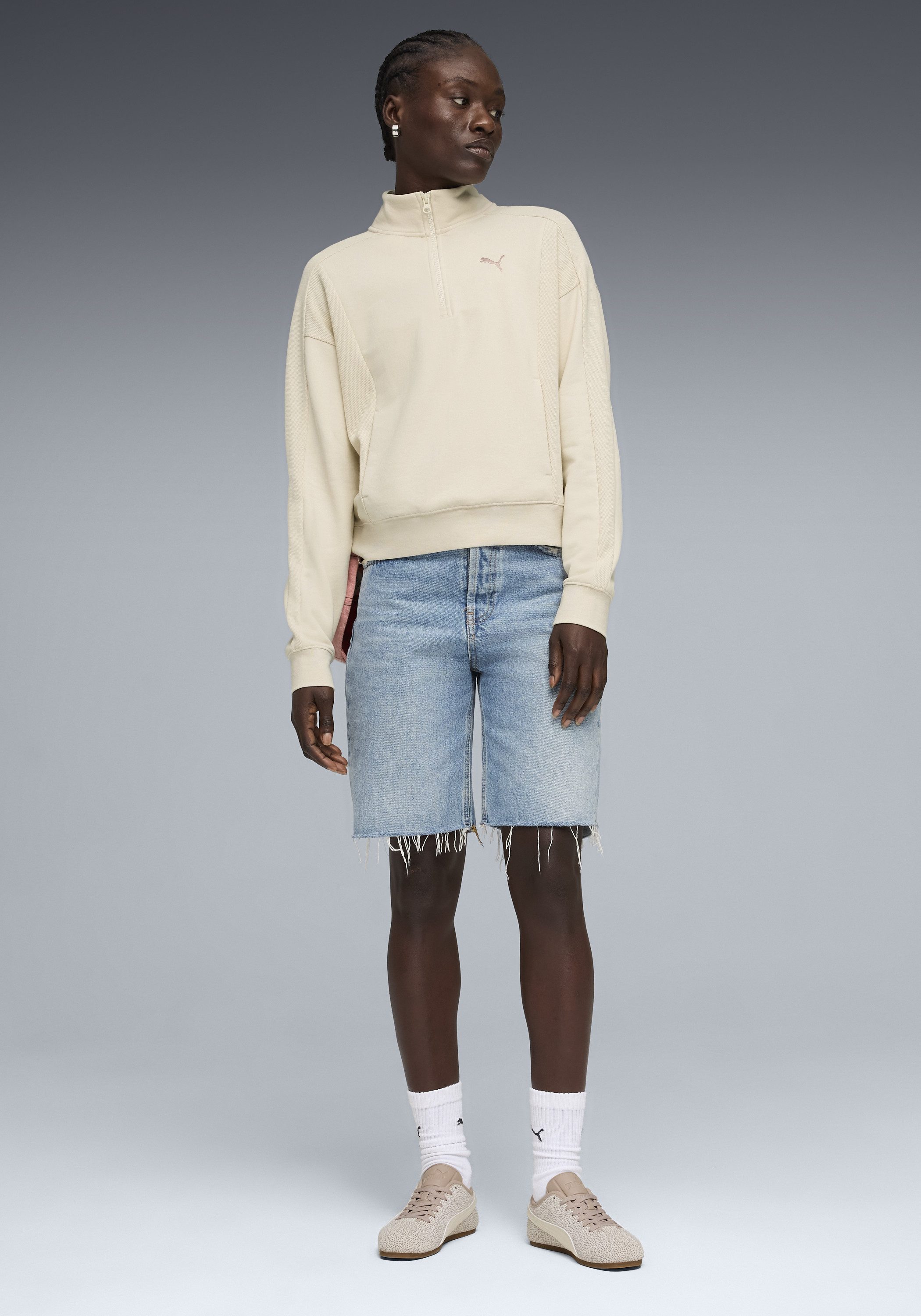 PUMA Langarmshirt CLASS RELAXED HALF-ZIP CREW mit Stehkragen, mit Reißverschluss, mit Eingrifftaschen