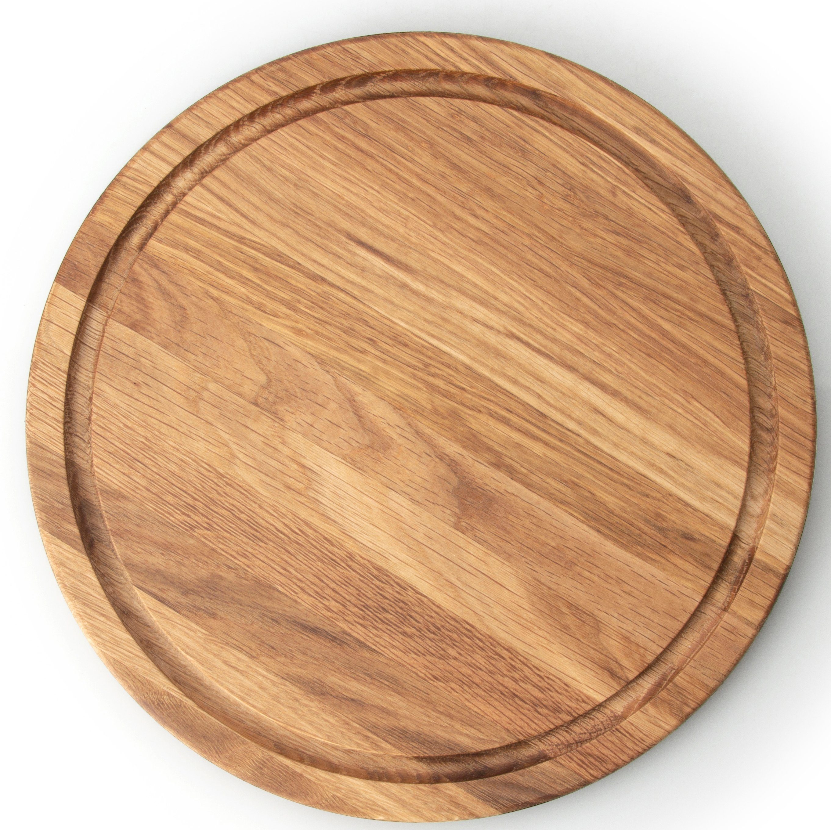 Continenta Steakteller Holzteller mit itegrierte Saftrille zum Auffangen der Flüssigkeit, (1 St), Eichenholz, Ø 28 cm