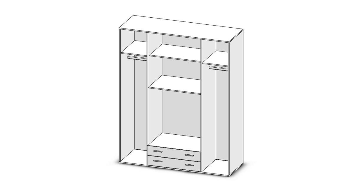 möbelando Kleiderschrank Hamina Zeitloser Kleiderschrank mit viel Stauraum - Vielseitiger Drehtürenschrank in Eiche Sonoma Optik - 160 x 177 x 52 cm (B/H/T) | Kleiderschränke