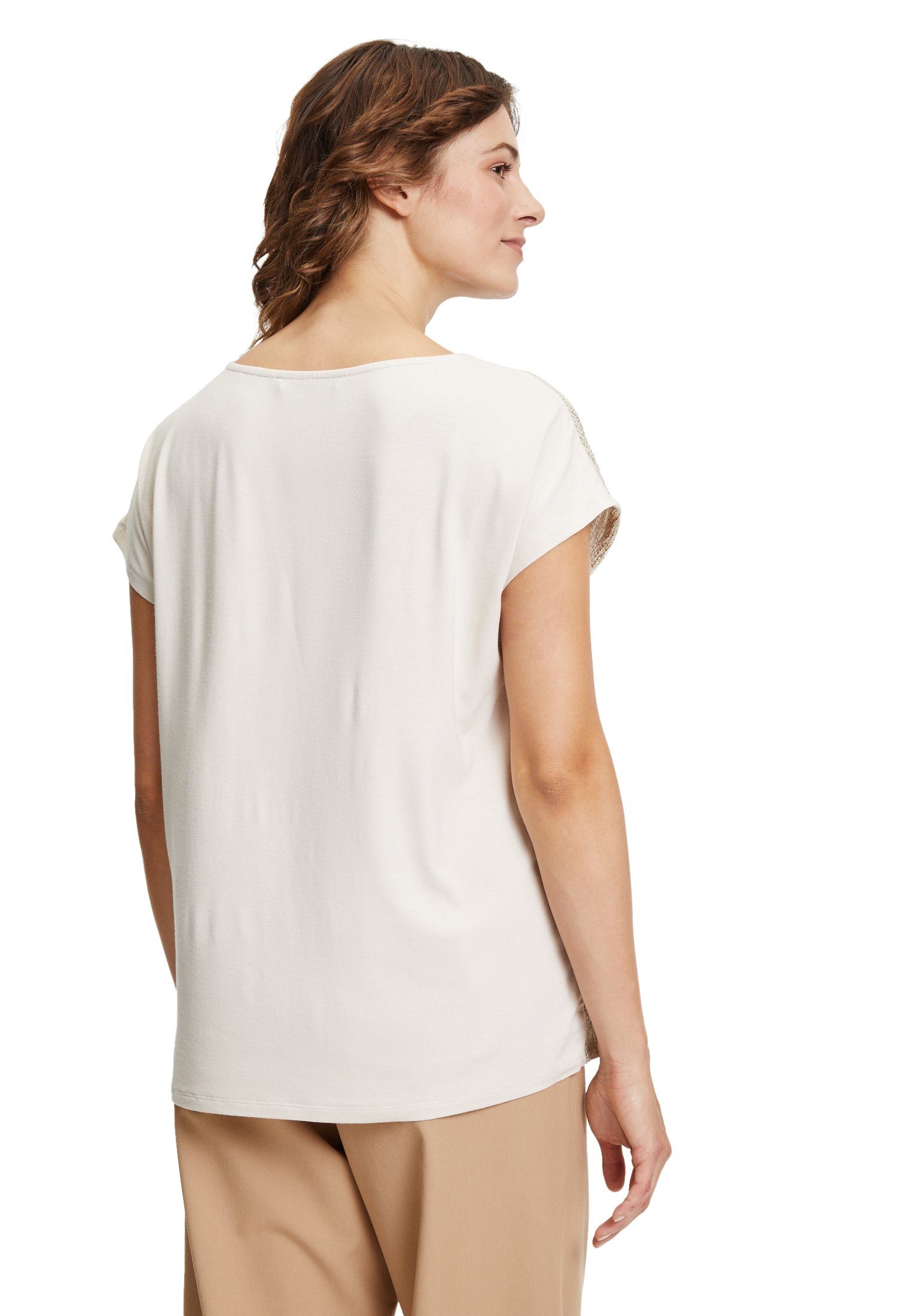Barclay T-Shirt Ärmeln Materialmix überschnittenen Betty (1-tlg) mit