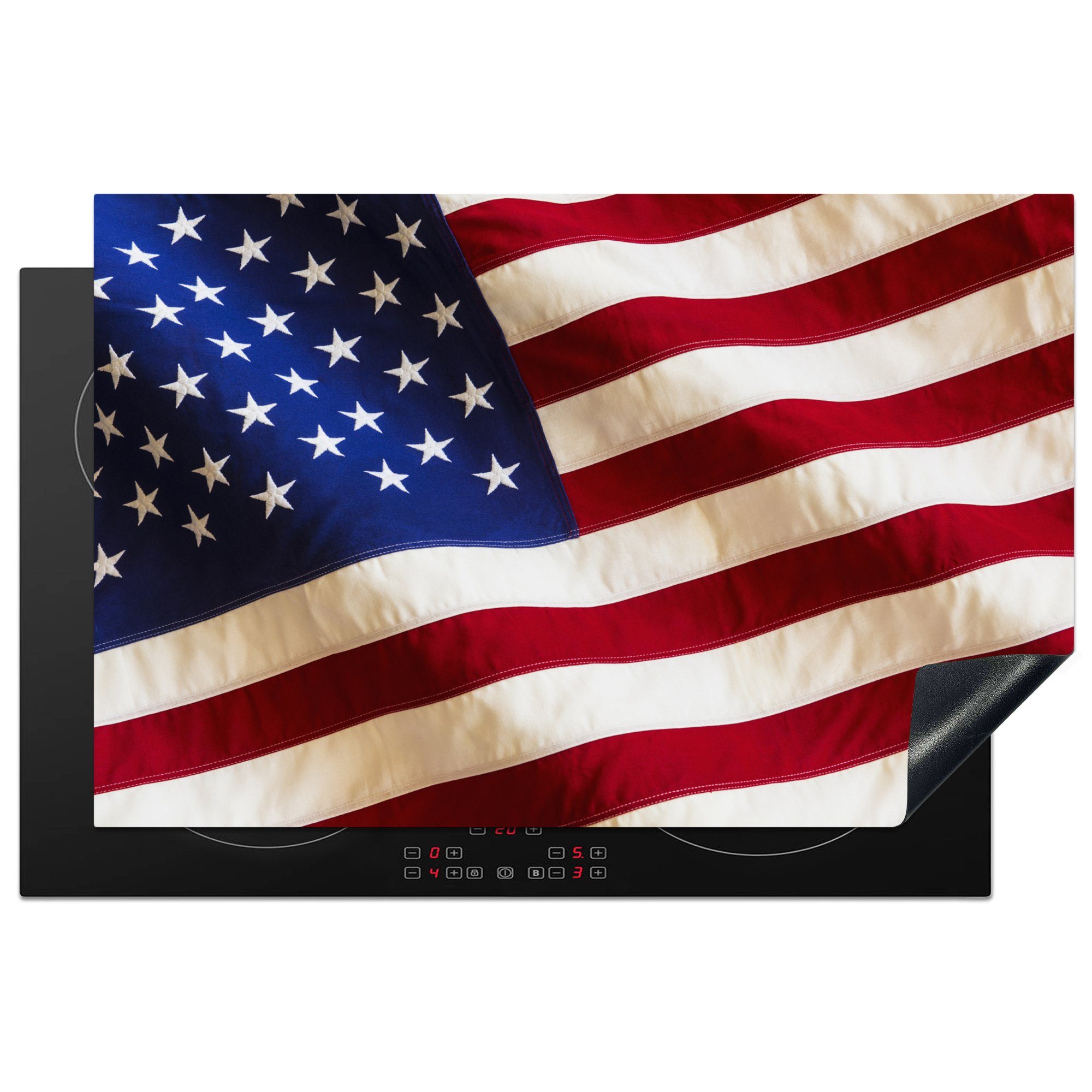 MuchoWow Herdblende-/Abdeckplatte Nahaufnahme, Flagge der Vereinigten Staaten, Vinyl, (1 tlg), 81x52 cm, Induktionskochfeld Schutz für die küche, Ceranfeldabdeckung