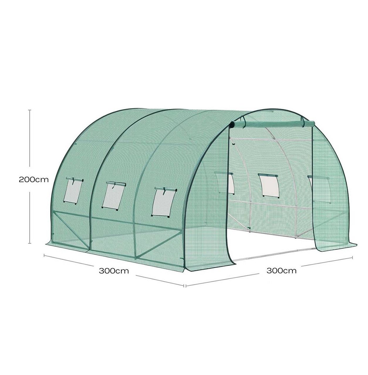Woltu Tomatengewächshaus, BxTxH: 300 x 300 x 200,00 cm, Foliengewächshaus Winterfest, mit Tür 6 Fenstern, 300x300x200 cm