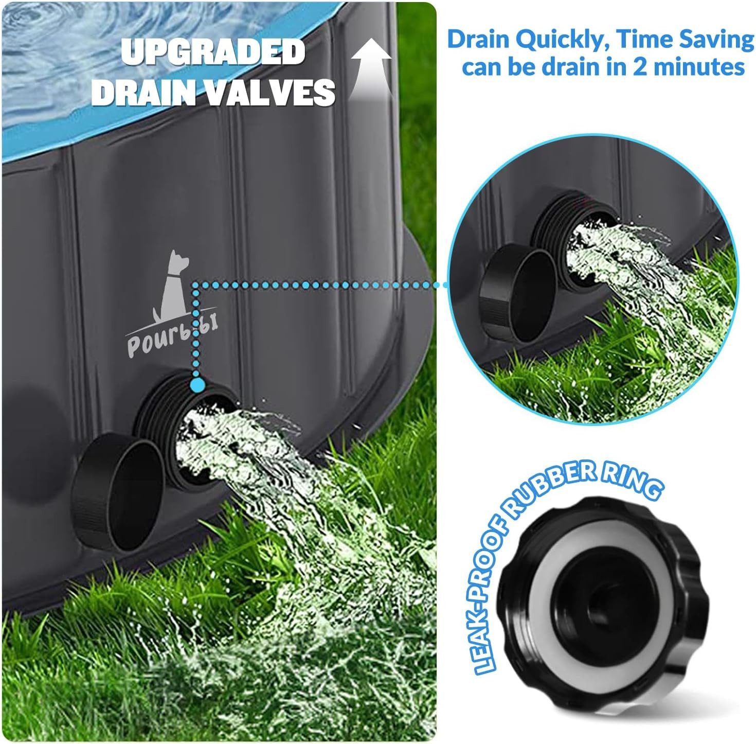 POPOLIC Hundepool Hundpools Für Hunde Große & Kleine, Faltbare Haustierpool, (mit Tragbar & Eco-Friendly PVC), Geeignet für Indoor-Gartenstrand 120cmx30cm