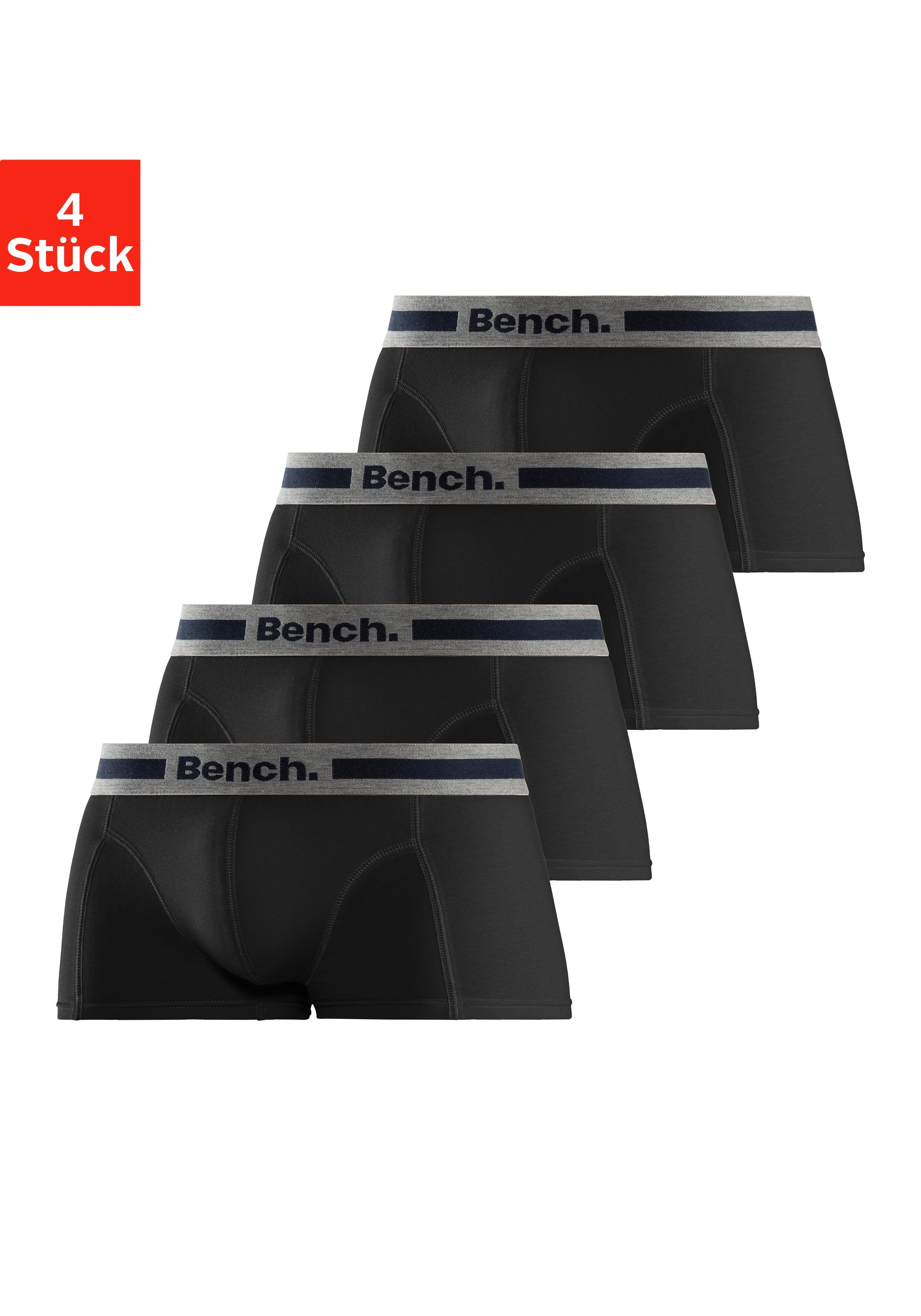 Bench. Boxershorts (Packung, 4-St) in Hipster-Form mit Overlock-Nähten vorn schwarz-anthrazit-meliert | Boxer anliegend