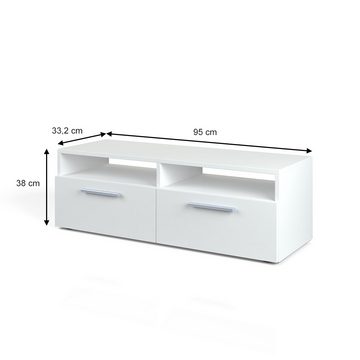 Vicco Lowboard Fernsehschrank Sideboard DIEGO Weiß Hochglanz 2-er Set