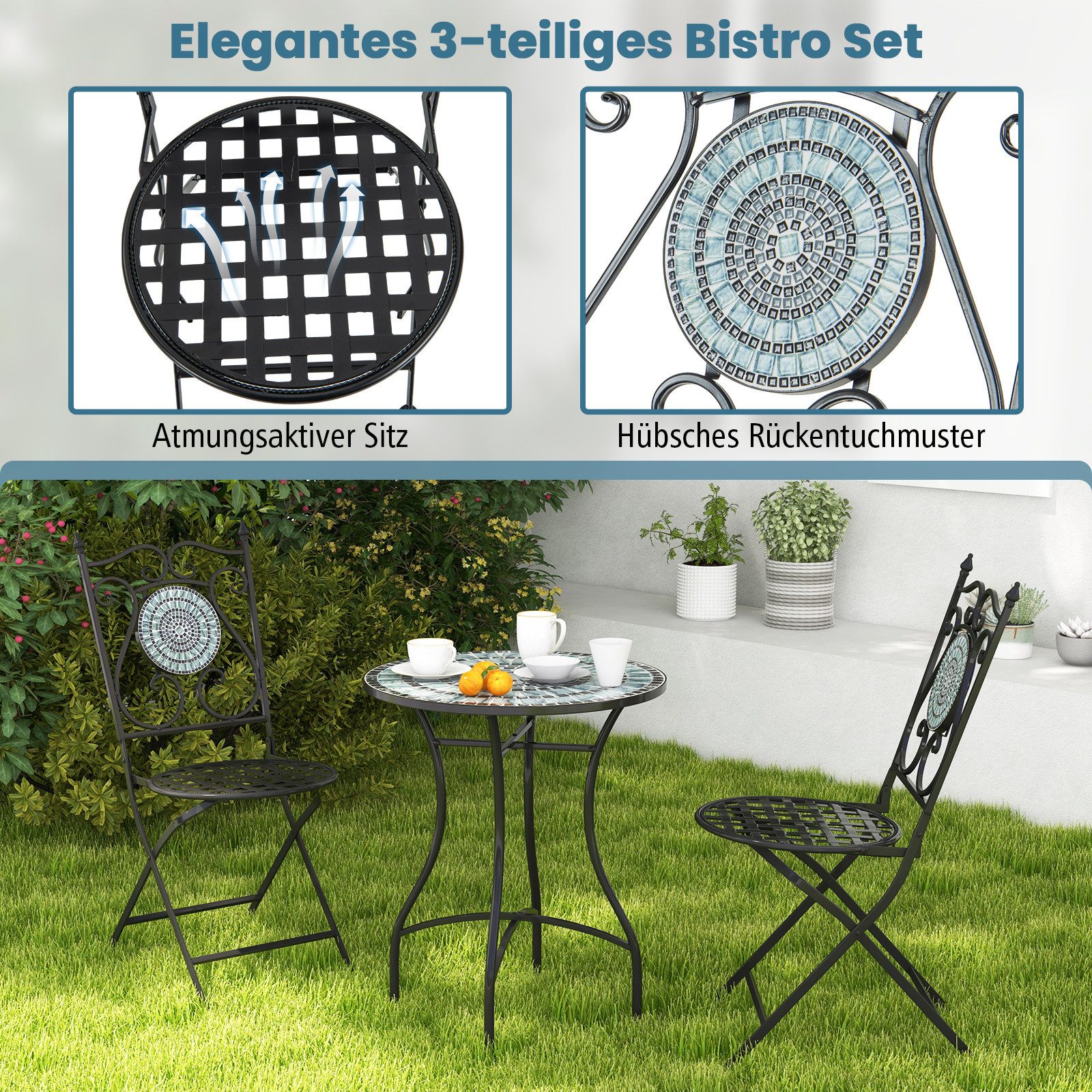 COSTWAY Balkonset Bistro-Set, (2-tlg), inkl. 2 günstig online kaufen