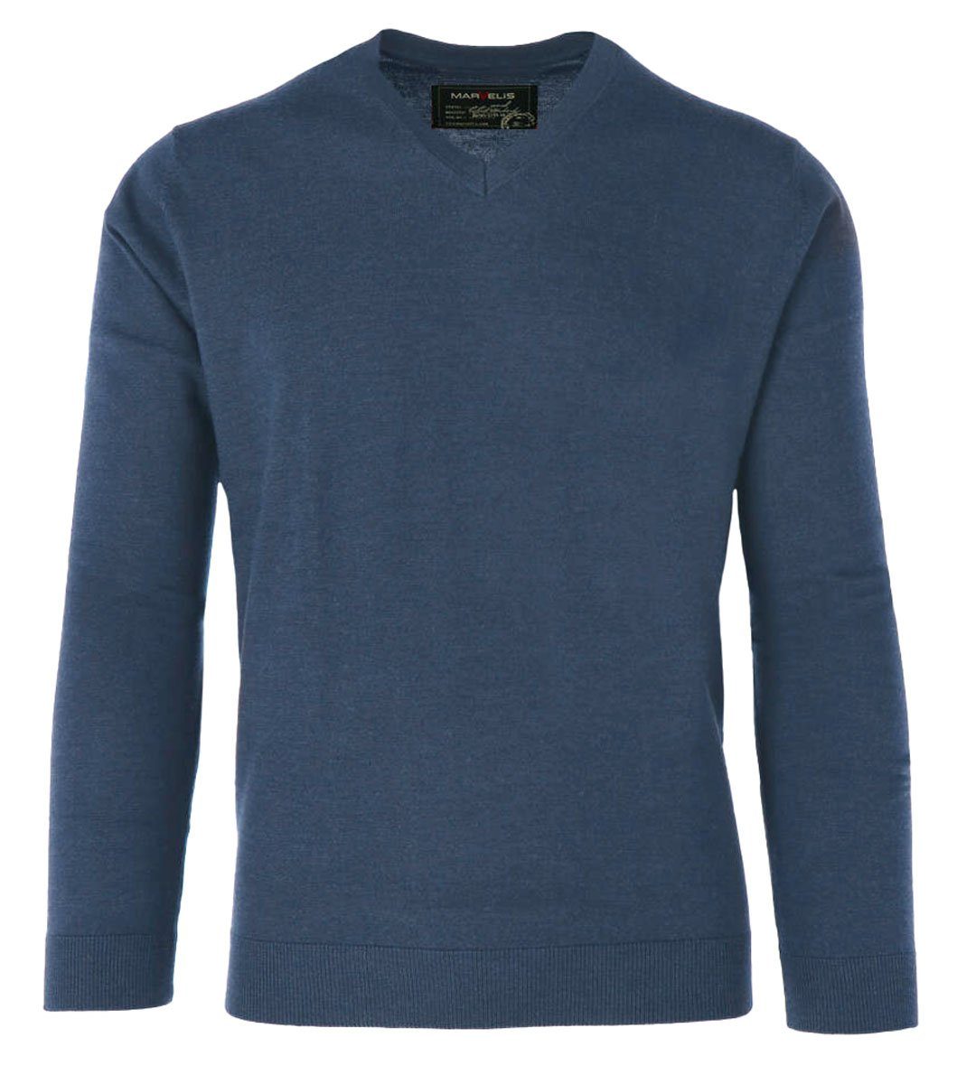 V-Ausschnitt-Pullover Pullover - Merino - Casual Fit - V-Ausschnitt - Einfarbig - Dunkelblau
