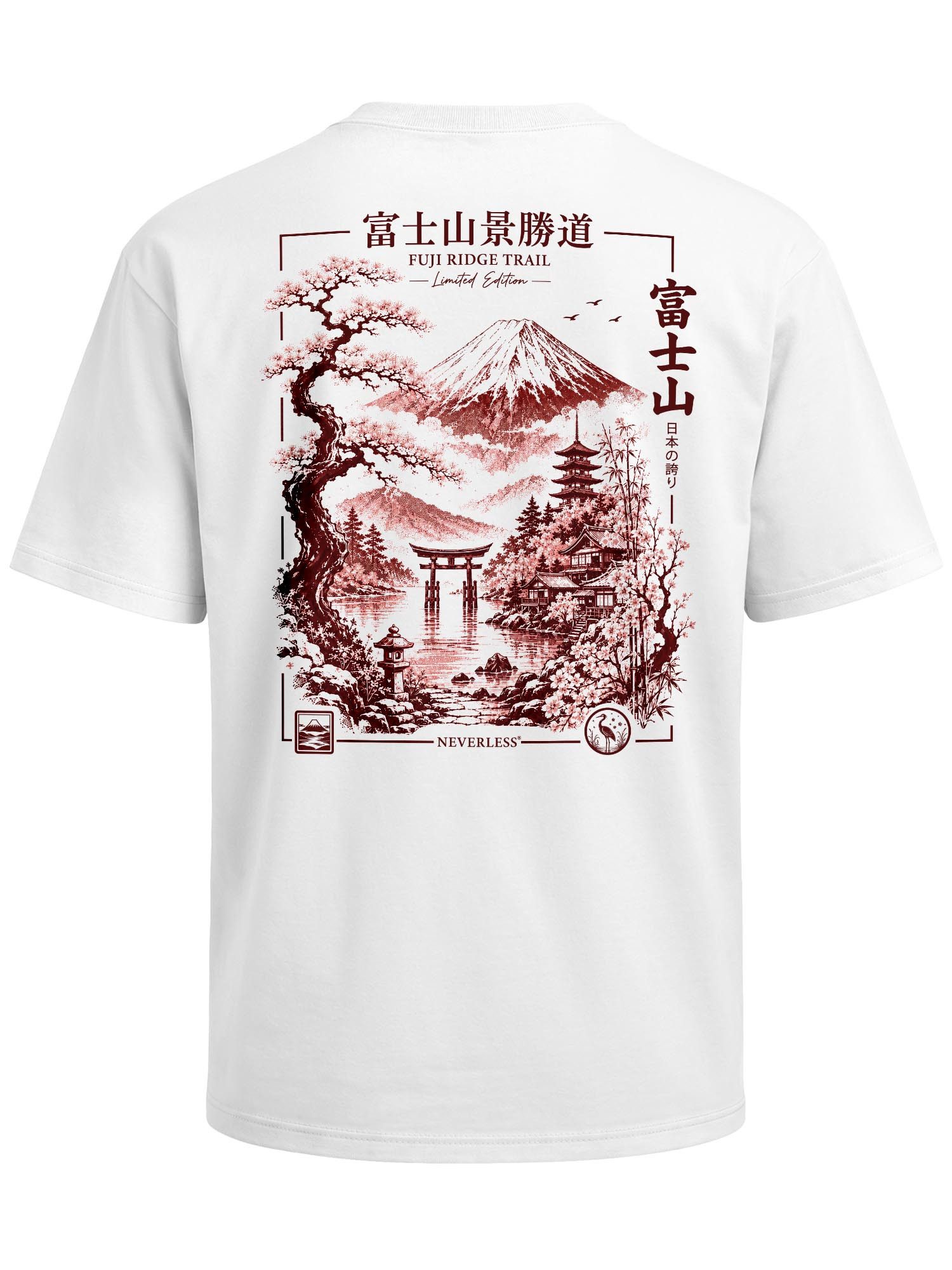 Neverless Oversize-Shirt Herren T-Shirt - Design Mount Fuji - Oversized Relaxed Fit Printshirt mit Print