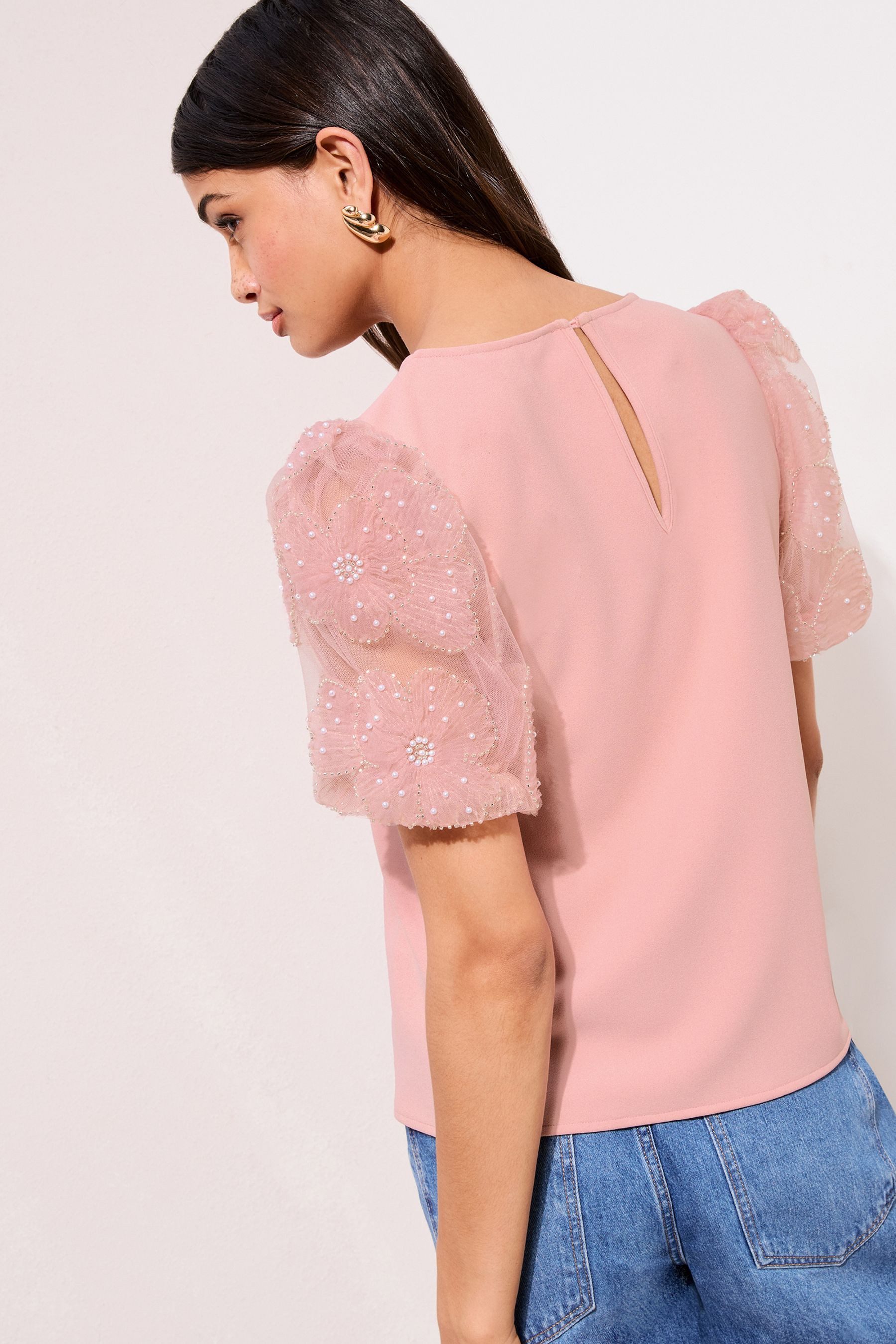 Friends Like These Kurzarmbluse Friends Like These Top mit Puffärmeln Rosen günstig online kaufen