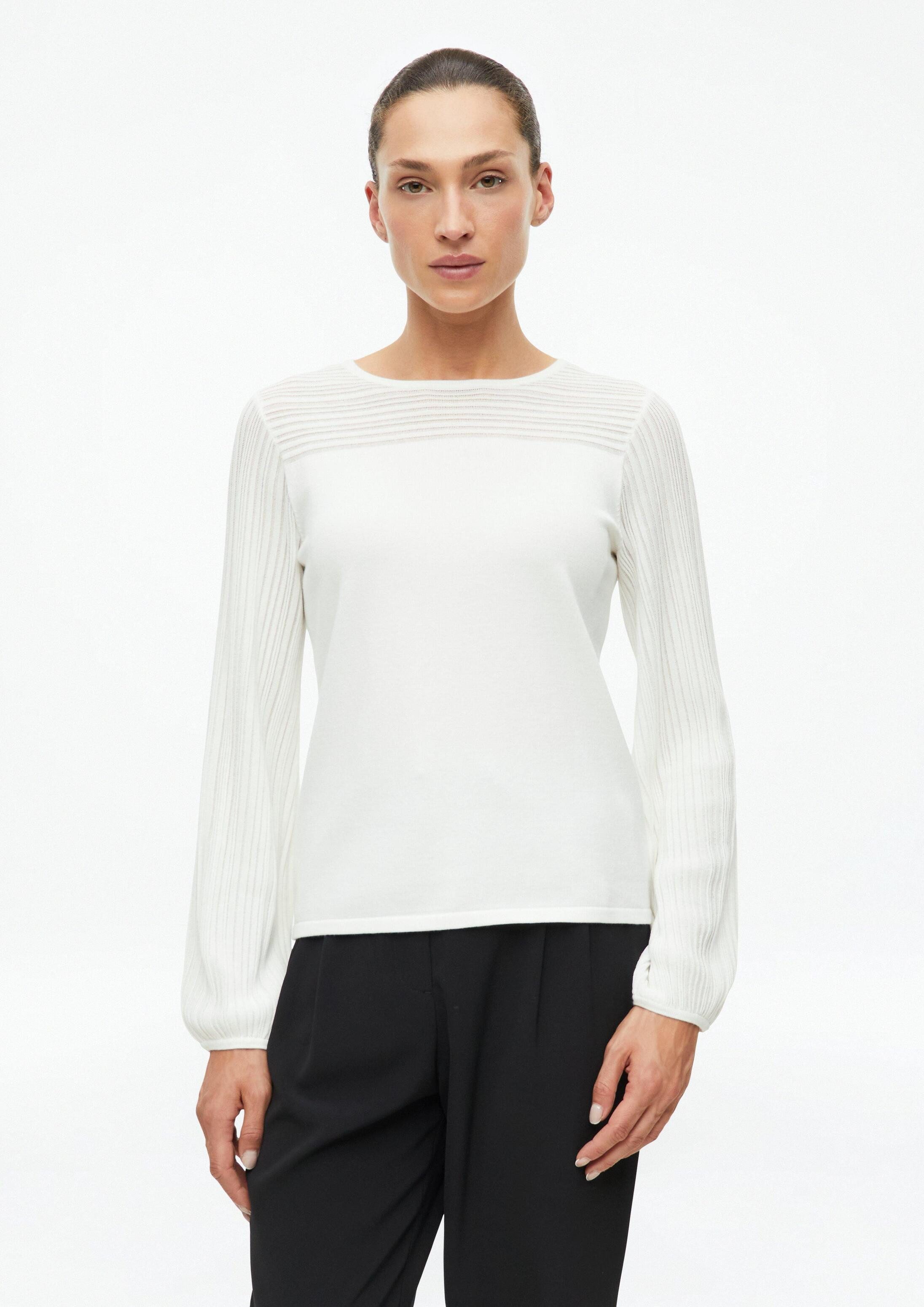 s.Oliver Longpullover Strickpullover Feinstrickpullover mit plissierten Ärmeln