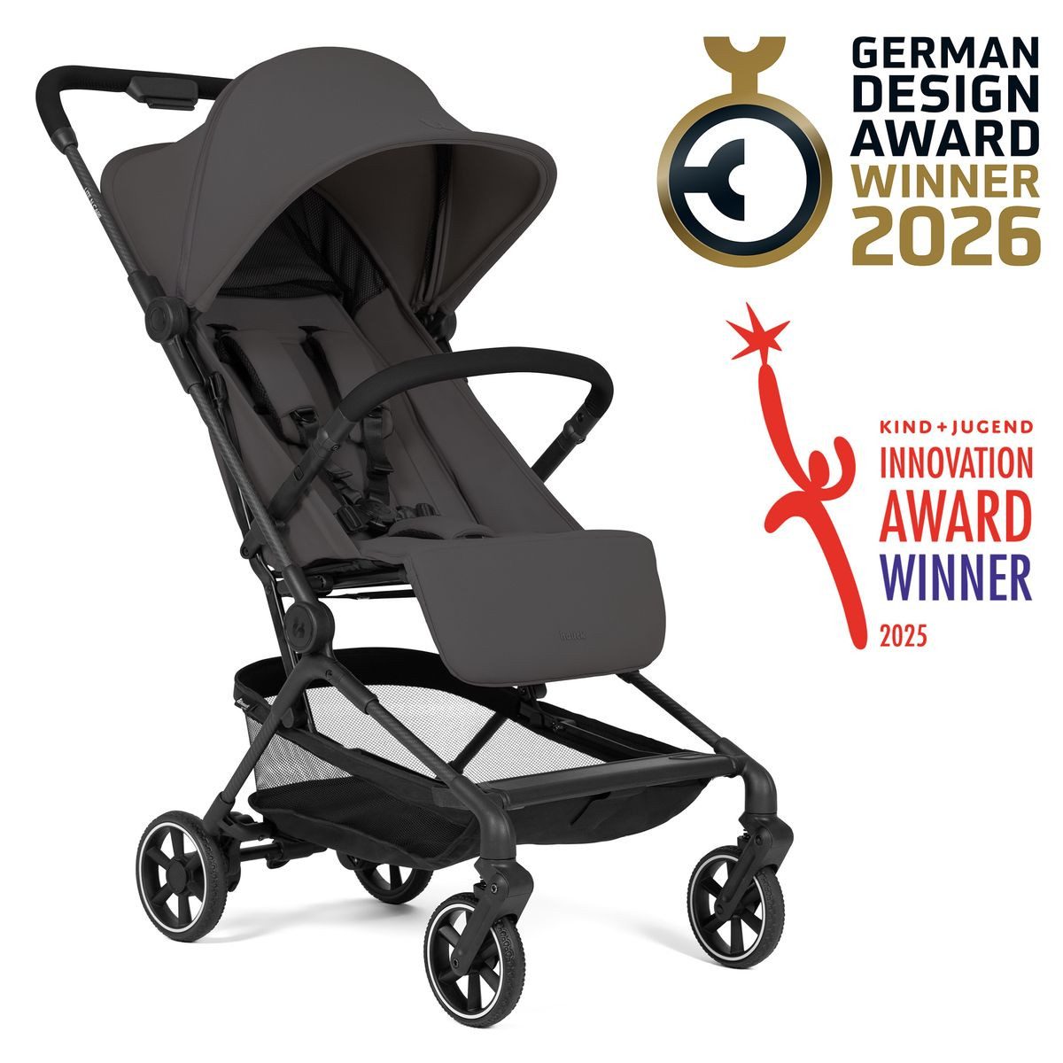 Hauck Kinder-Buggy Lite N Care - Dark Anthracite, leichter Sportwagen Reisebuggy faltbar mit Liegefunktion bis 22 kg