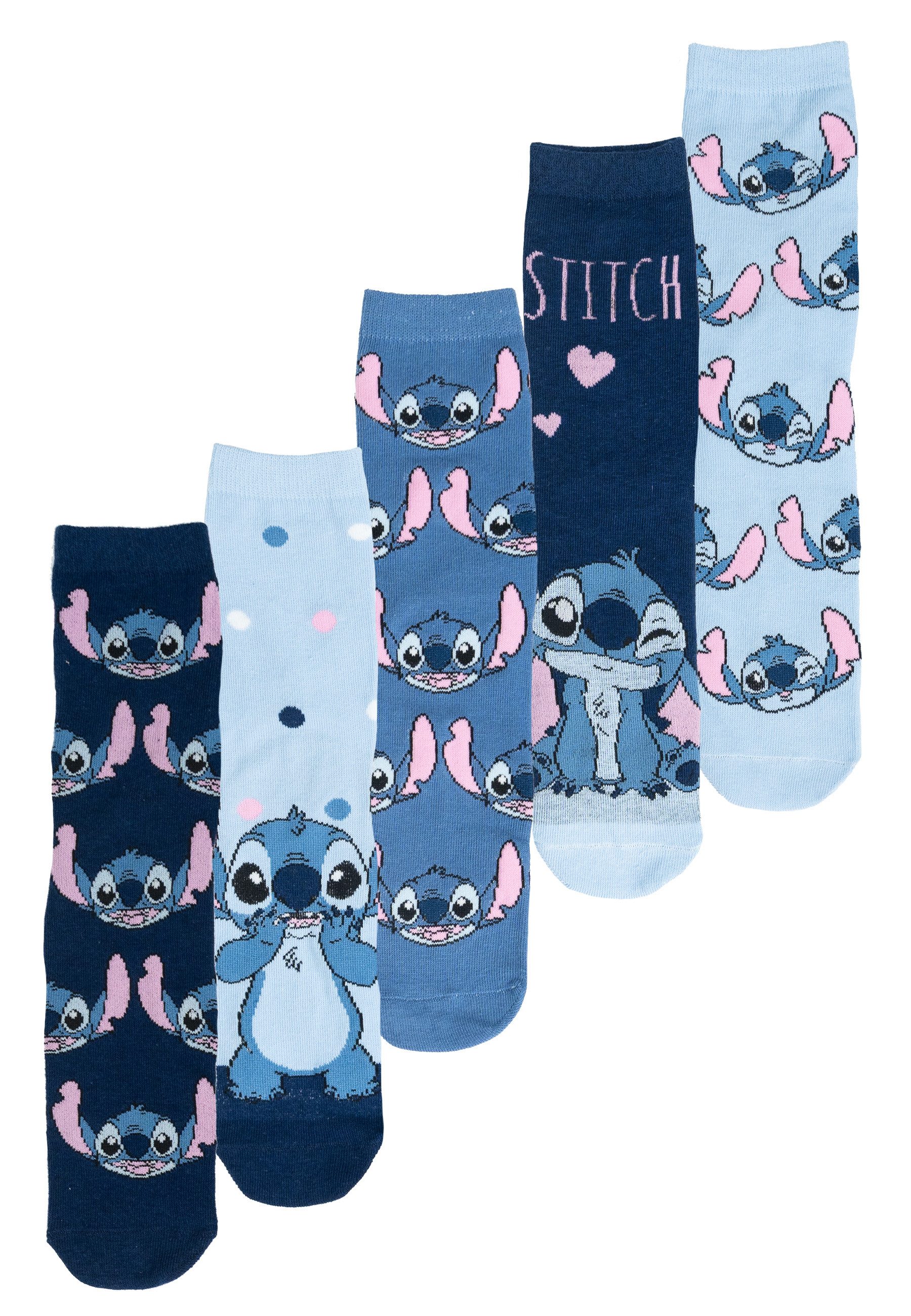 Socken Disney Lilo & Stitch Socken Sneaker Strümpfe (5er Pack) 38-43