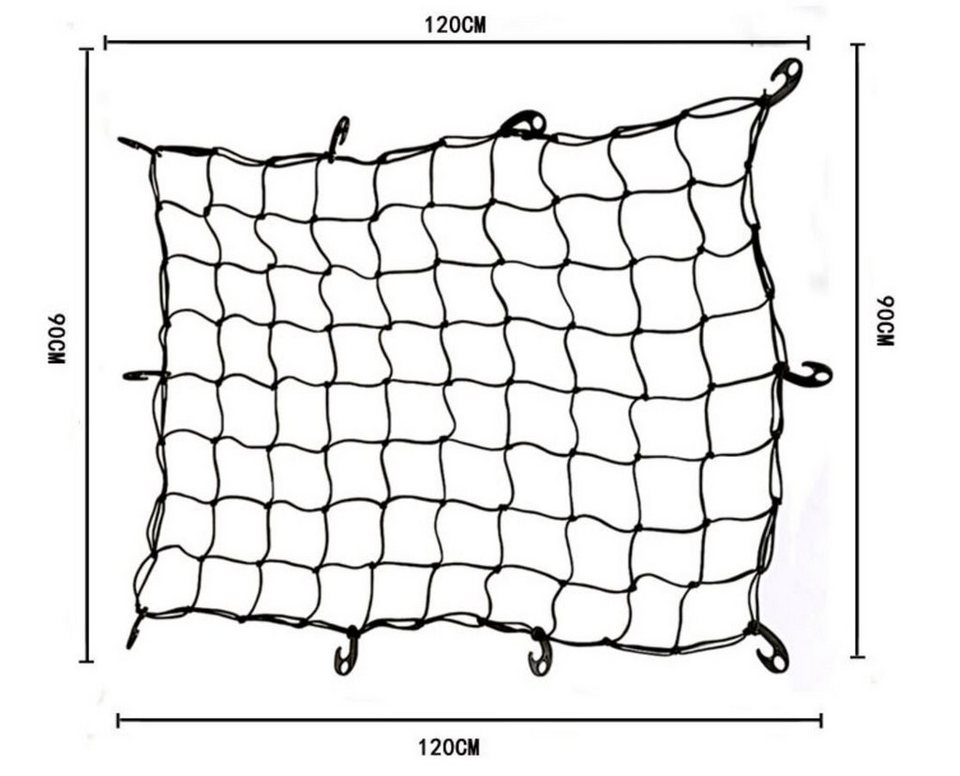 BAYLI Trennnetz 120 x 90 cm universaler Auto Netz Kofferraumnetz, Gepäcknetz  mit 12