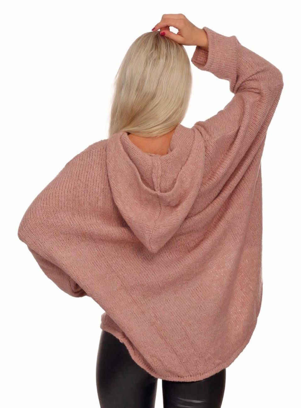 Charis Moda Hoodie Strickpullover asymmetrischer Schnitt im Oversize Look