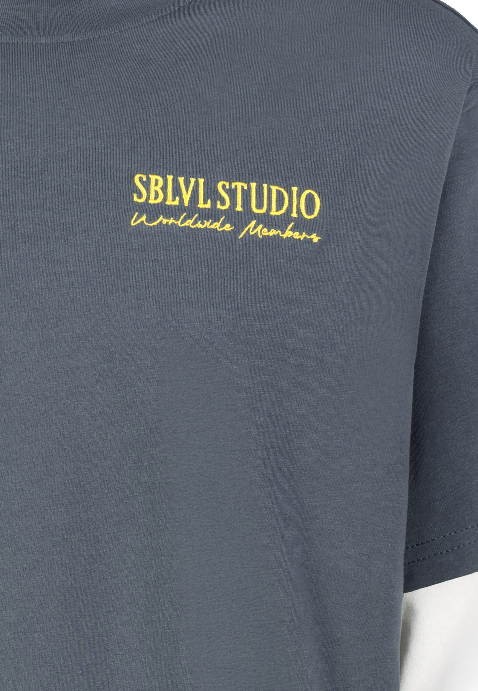 SUBLEVEL Longsleeve Langarmshirt Layer-Look Lagen-Look, Print und Stickerei vorne
