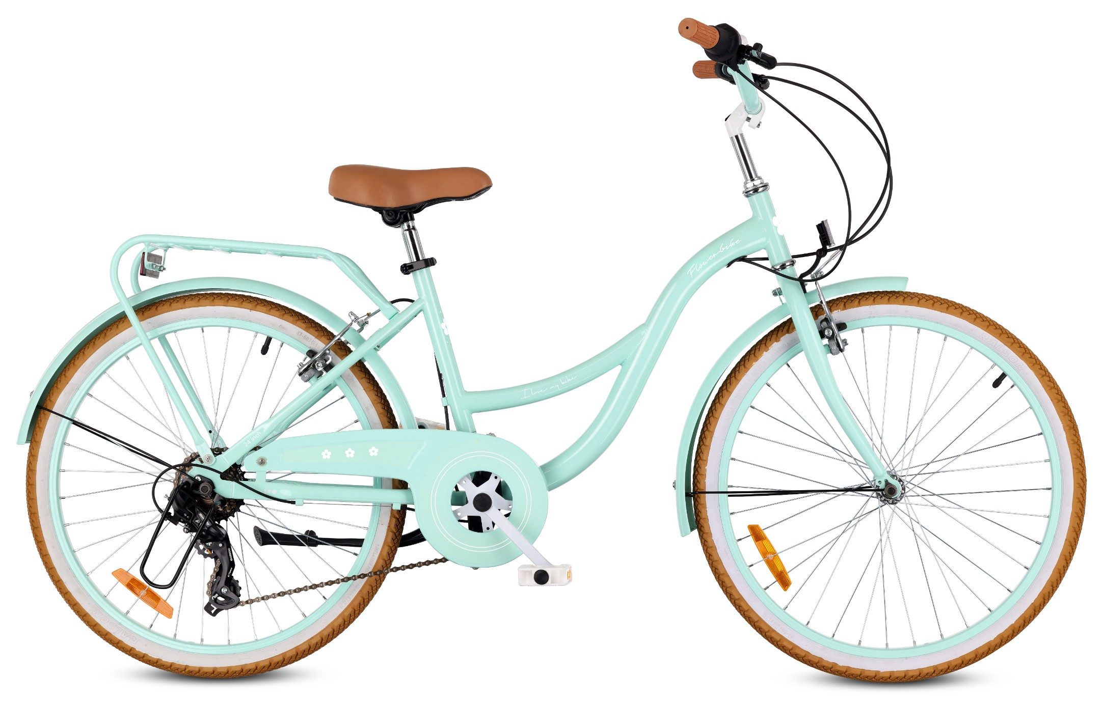 Sun Baby Kinderfahrrad SUN BABY Flower Retro 24 Zoll 7-Gang Shimano - Mint
