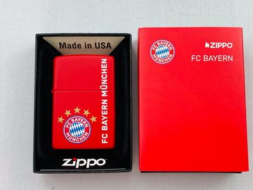 Zippo Feuerzeug FC Bayern München Geschenkset matt rot mit Logo