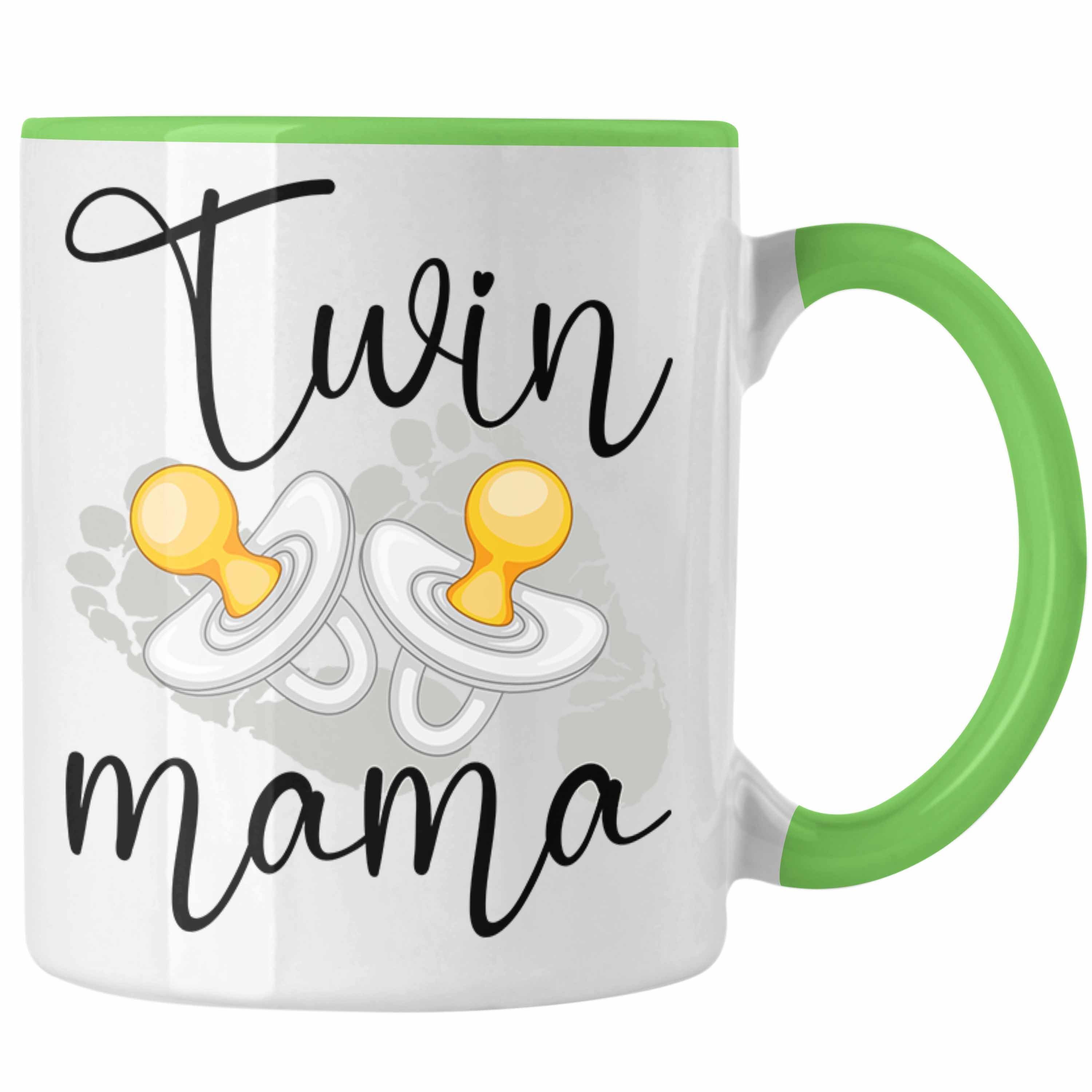 Trendation Tasse Zwillinge Tasse für "Twin Mama" Geschenkidee für Mütter von Zwillingen Grün