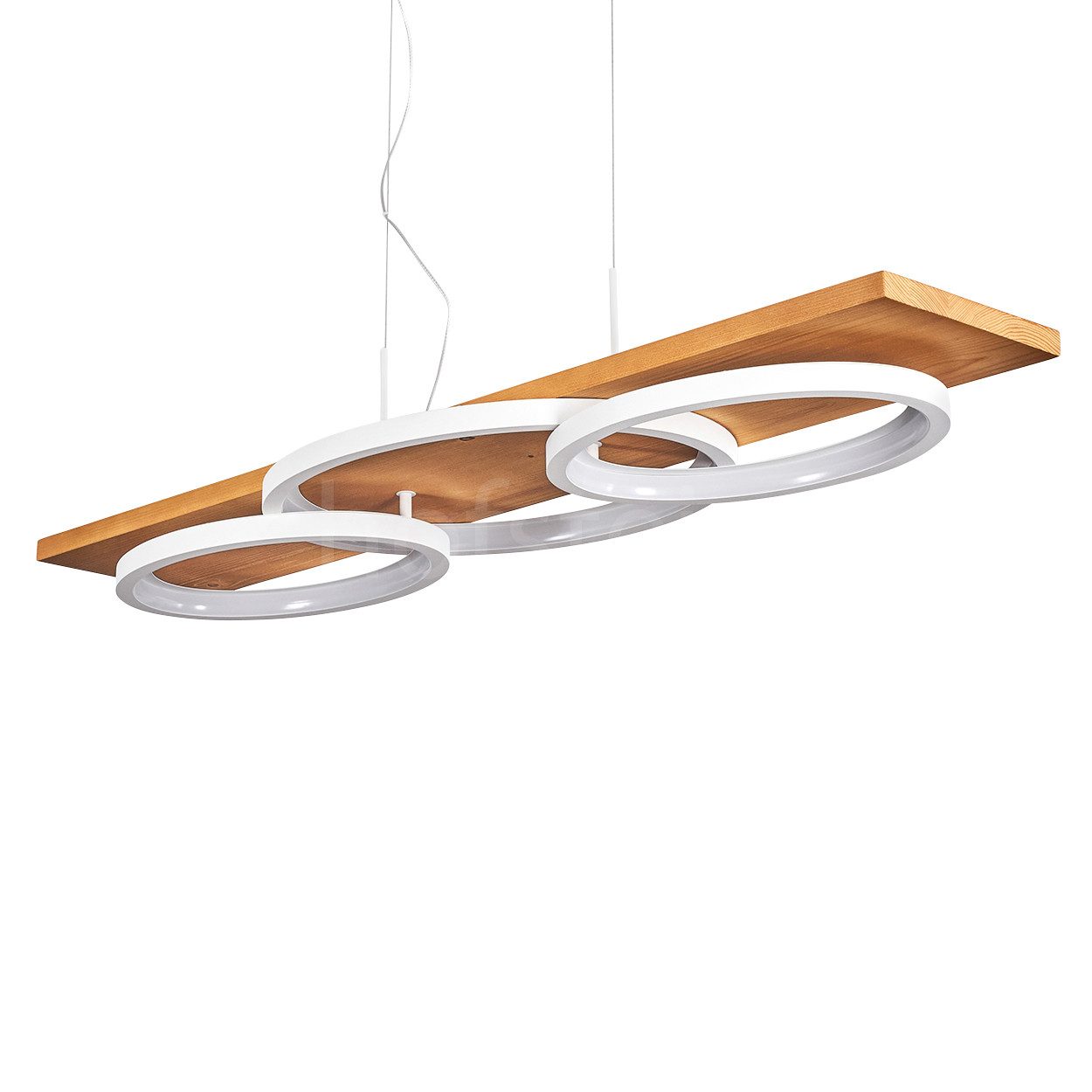 hofstein Pendelleuchte »Palermo« moderne Hängelampe aus Metall/Holz/Kunststoff in Natur/Weiß, 3000 Kelvin, Höhe max. 151cm, dimmbar über Lichtschalter, 4700 Lumen, 1xLED 40 Watt