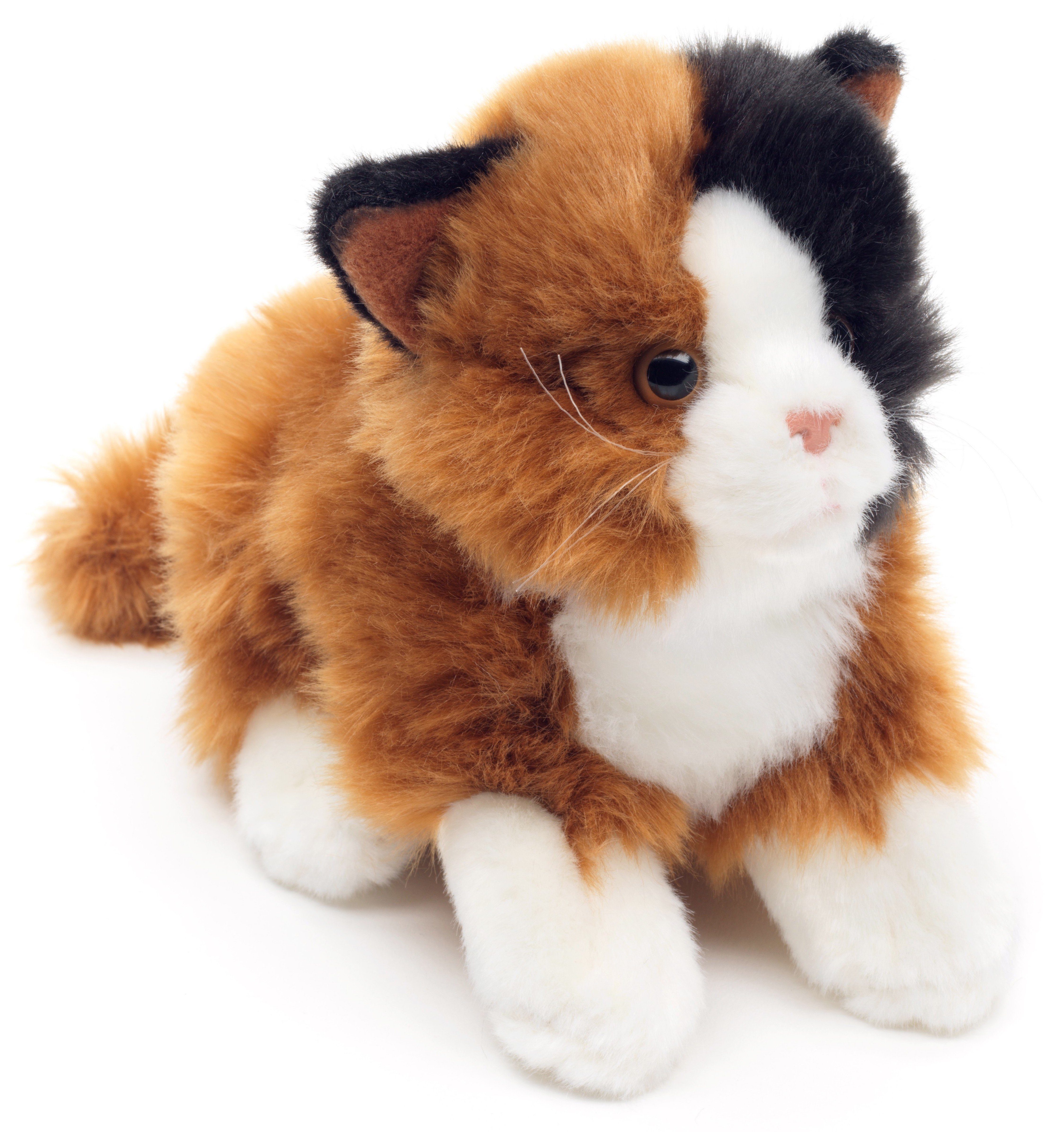 Uni-Toys Kuscheltier Katze, liegend - versch. Fellfarben - Länge 20 cm - Plüsch, Plüschtier, zu 100 % recyceltes Füllmaterial