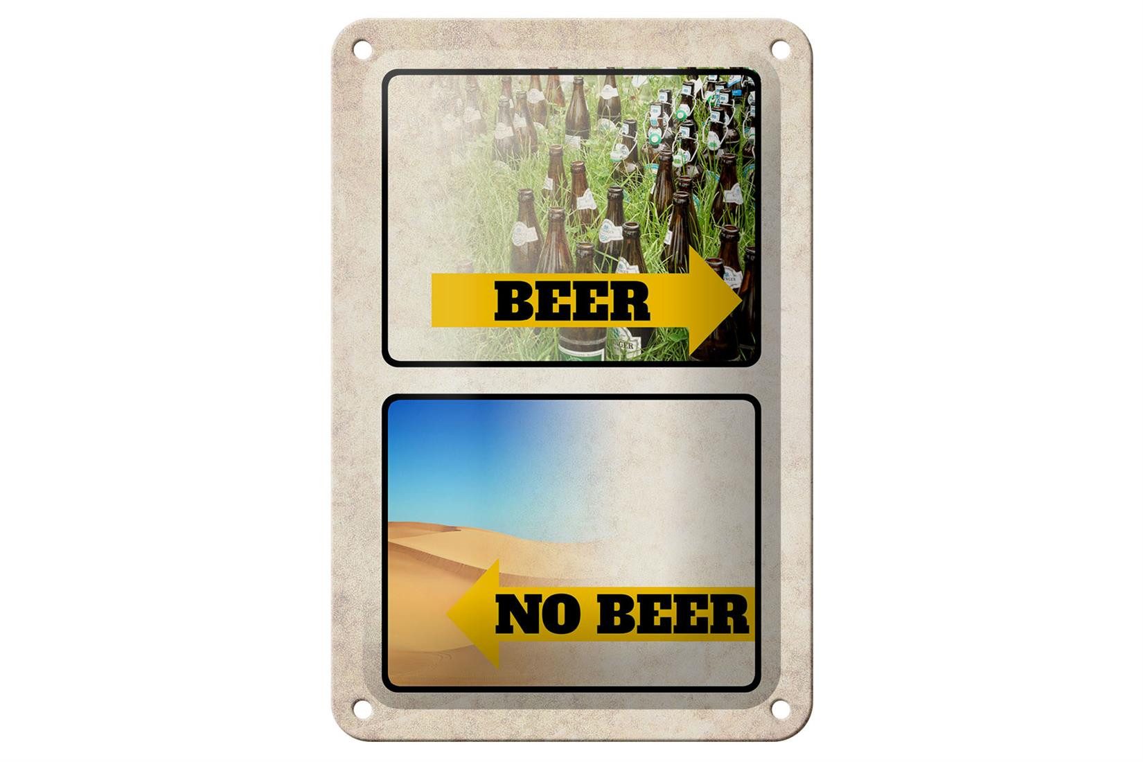 Metallschild Alkohol 12x18cm Bild Beer No Beer Bier