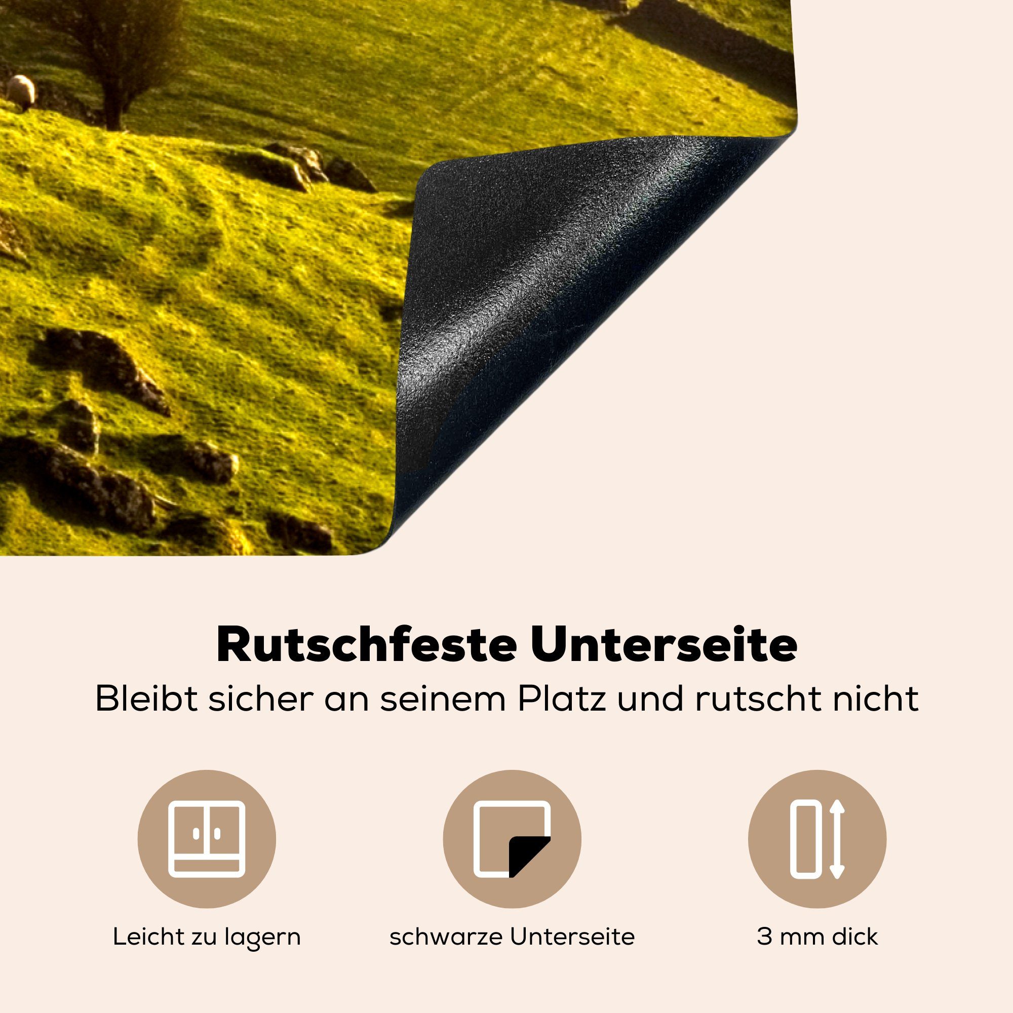 tlg), der in Vinyl, 81x52 MuchoWow küche, die Schutz Herdblende-/Abdeckplatte für (1 Induktionskochfeld Landschaft, Ceranfeldabdeckung Steinmauern irischen cm,