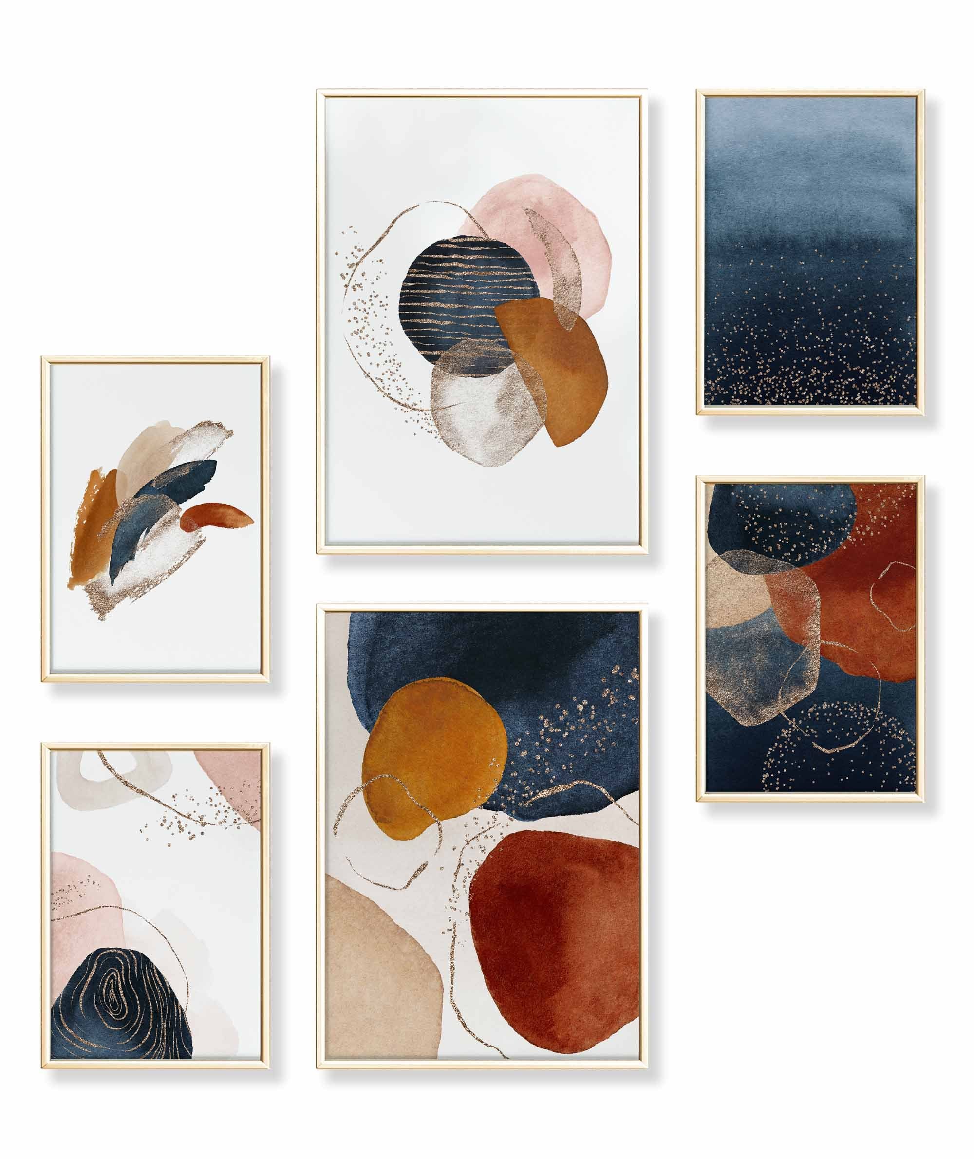 Poster Set als Wohnzimmer Deko, Bilder DINA3 & DINA4, Abstrakt Aquarell I