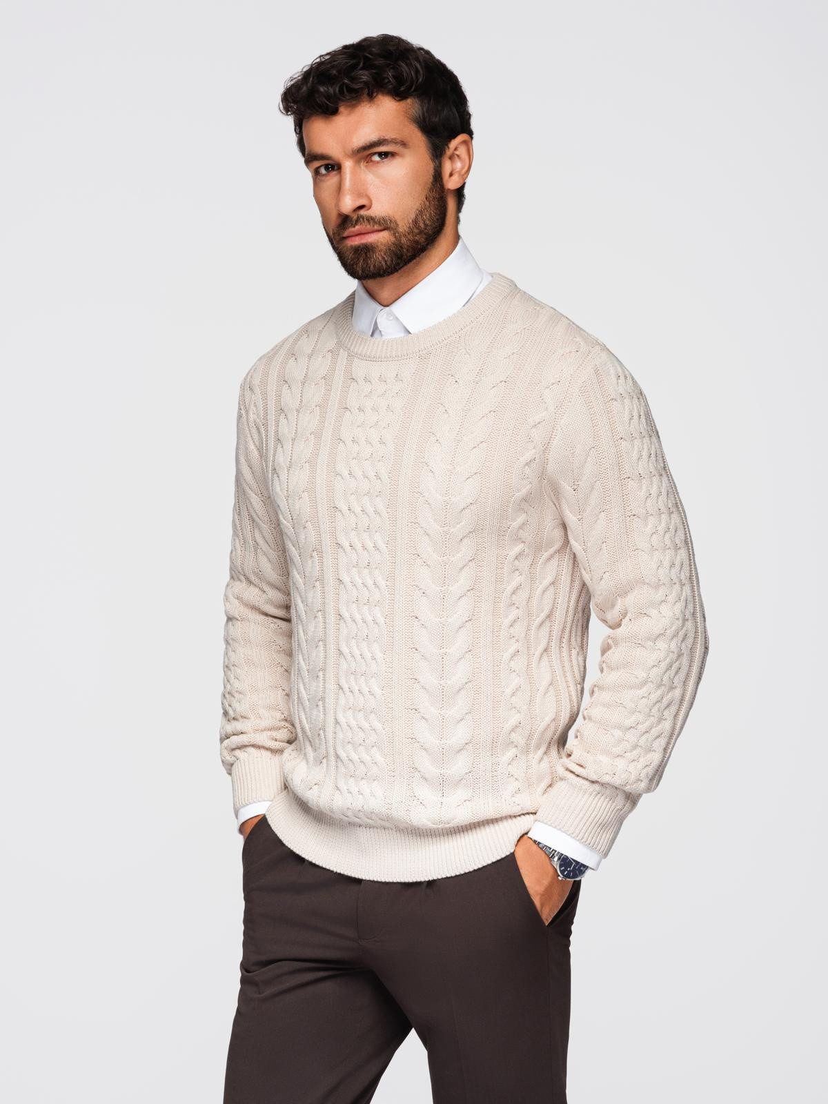 OMBRE Rundhalspullover Eleganter Herrenpullover mit interessantem Strickmuster