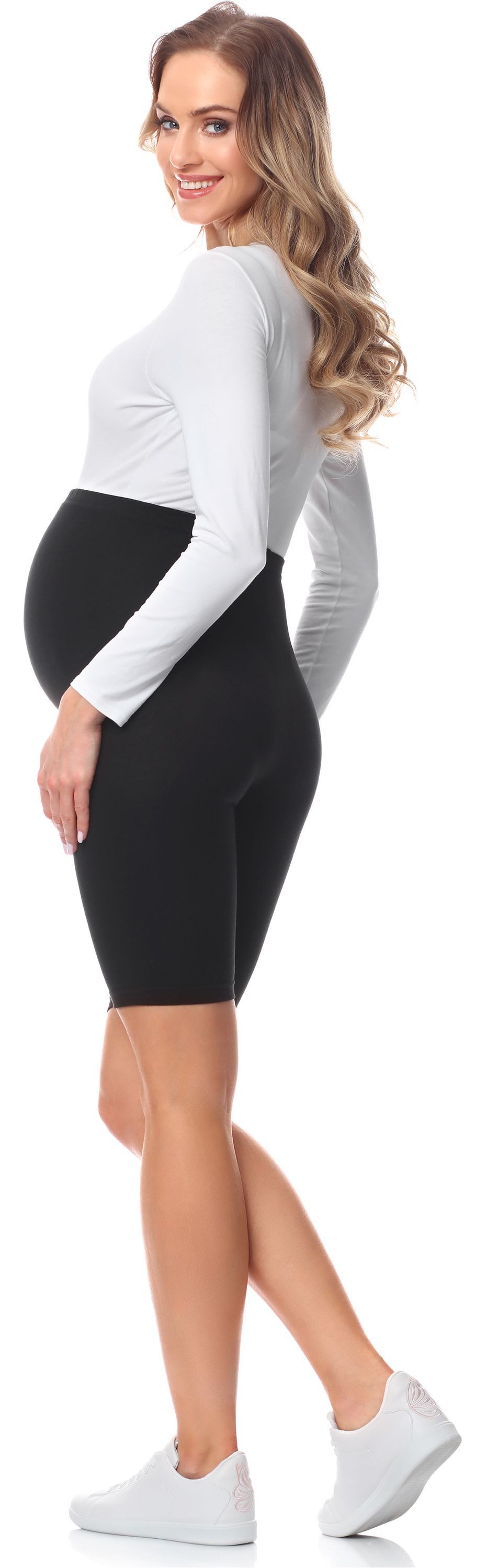 Be Mammy Umstandsleggings Kurze Umstandsleggings aus Baumwolle BE20-228 (1-tlg) elastischer Bund