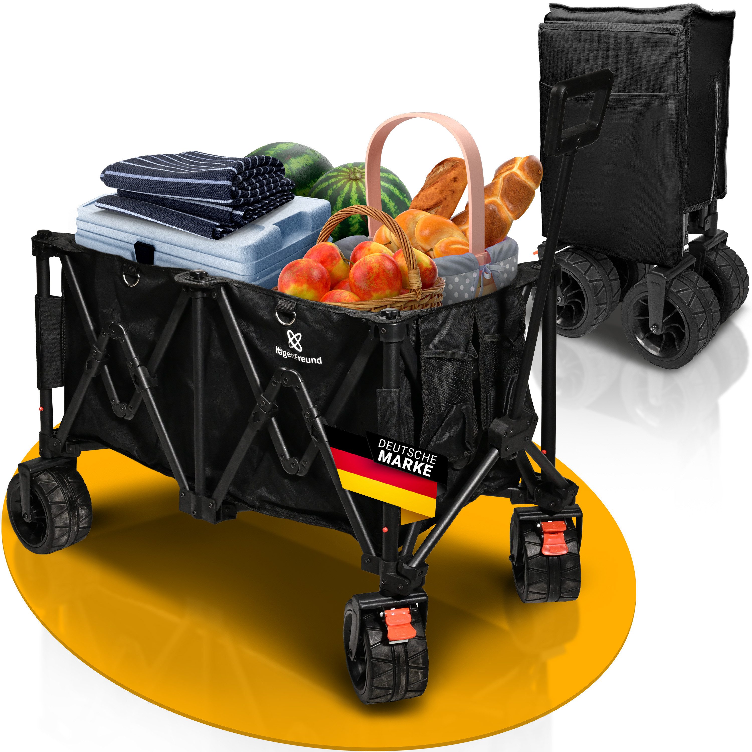 Bollerwagen Bollerwagen faltbar + Plane, Hand-Wagen Strand Garten Leiterwagen