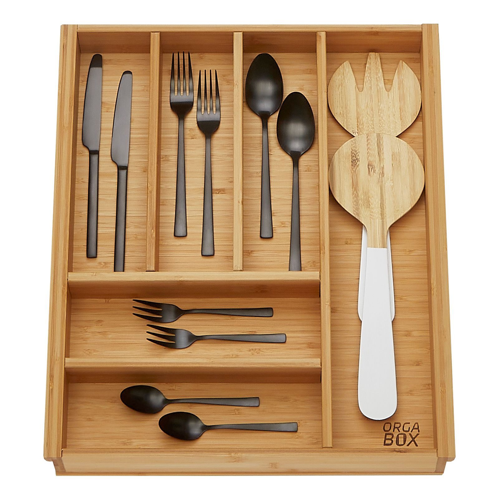 SO-TECH® Besteckeinsatz Bambus Besteckkasten ORGA-BOX 3 für Nobilia-Küche ab 08/2012, für 50er Schublade (473 x 397 mm) mit 6 Fächern