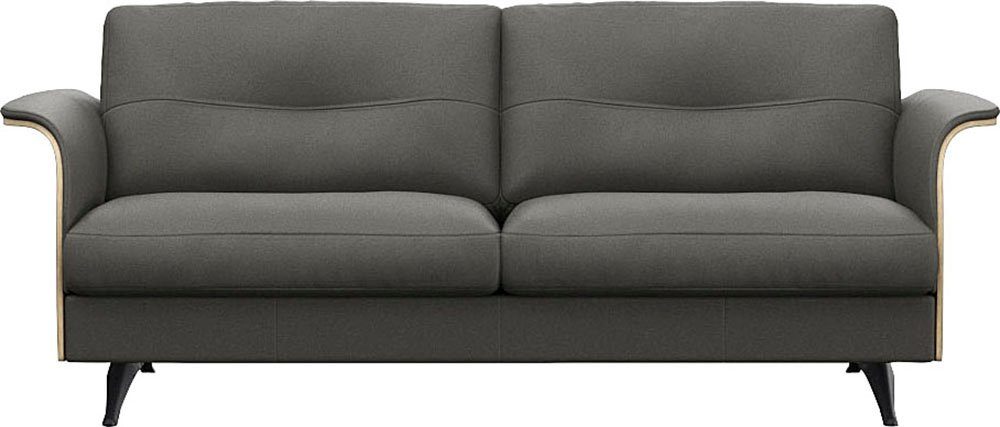 FLEXLUX 2,5-Sitzer Glow Sofa, Couch, Premium-Sitz: Kaltschaum & Federkern, Arml. Walnuss, Fuß schwarz