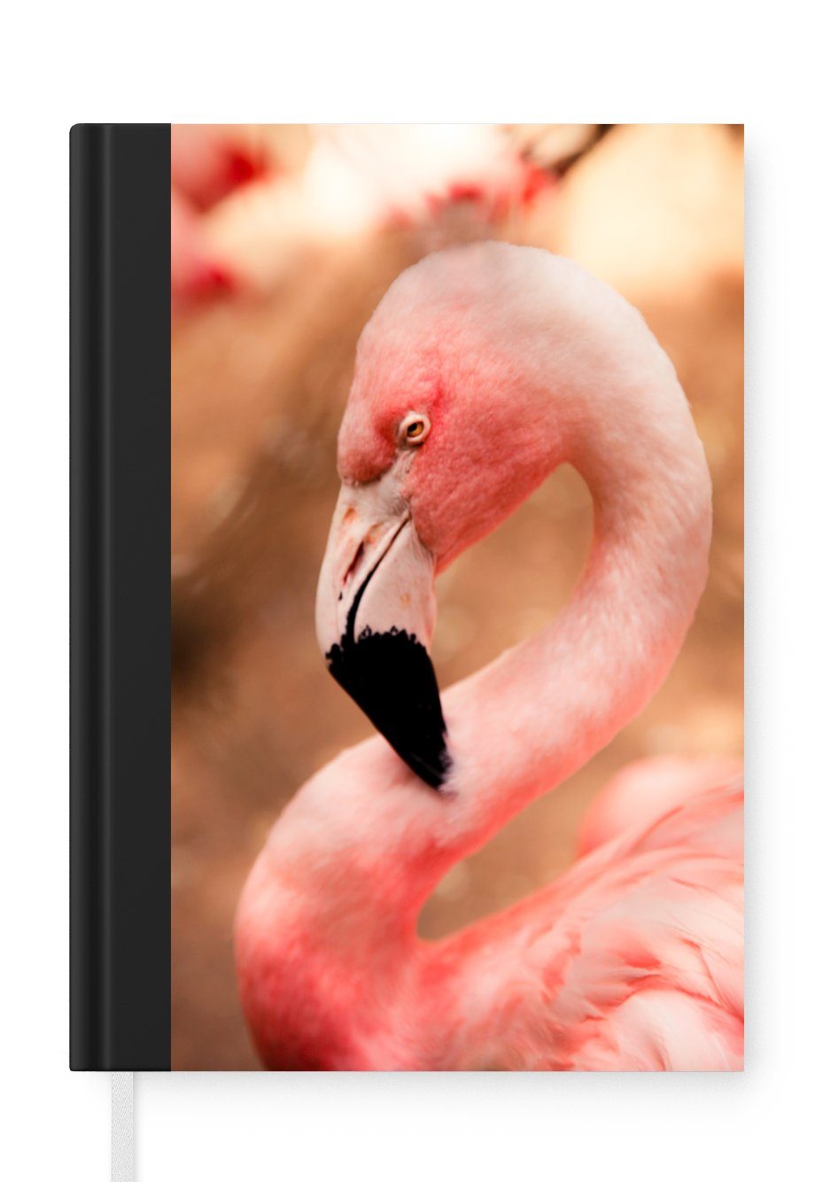 MuchoWow Notizbuch Porträt eines ruhenden Flamingos, Journal, Merkzettel, Tagebuch, Notizheft, A5, 98 Seiten, Haushaltsbuch