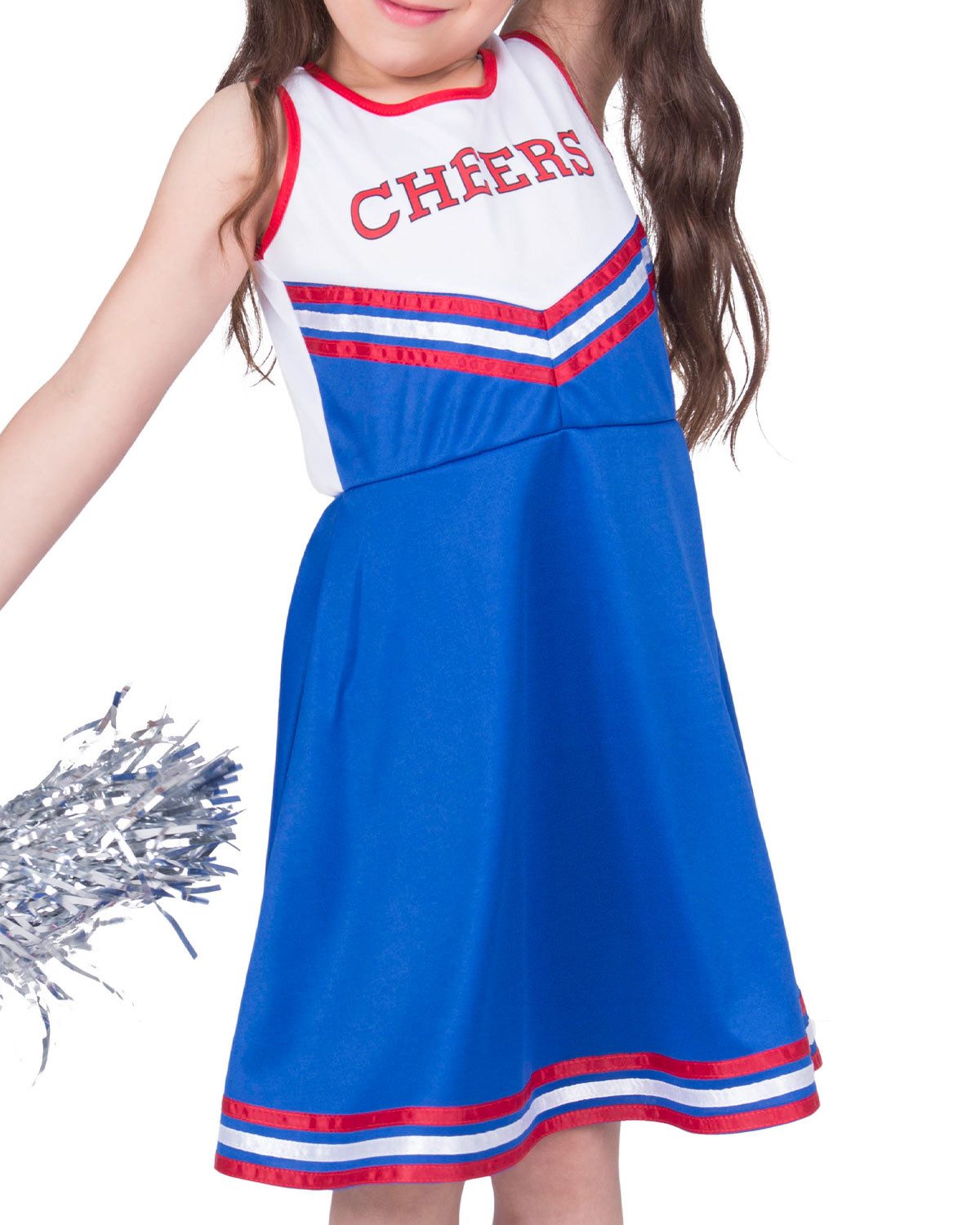 Funny Fashion Kostüm Cheerleader USA für Mädchen - Blau Weiß Rot