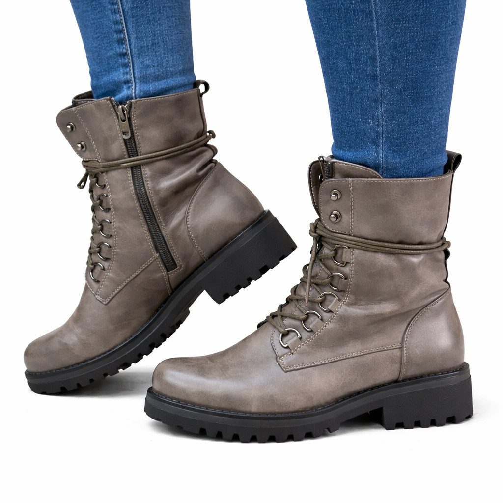 Pogolino ST601 Schnürboots Damen Schnürboots leicht gefüttert mit Reißverschluss