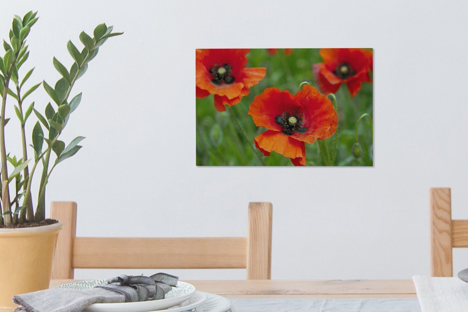 Leinwandbilder, Wanddeko, St), roten cm von Aufhängefertig, Nahaufnahme Mohnblumen, OneMillionCanvasses® (1 Leinwandbild Wandbild 30x20