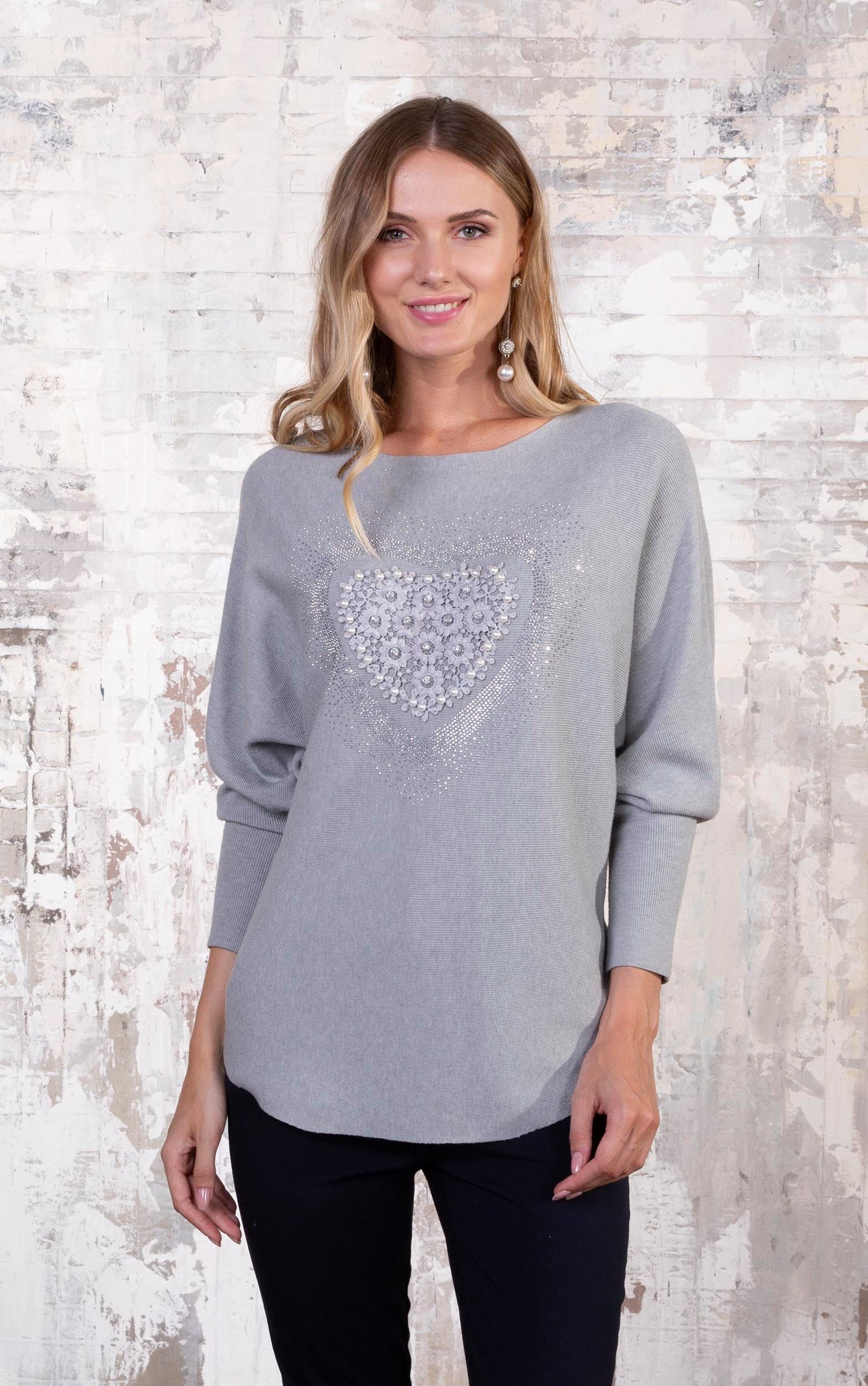 Passioni Strickpullover Pullover mit Perlen-Applikation günstig online kaufen