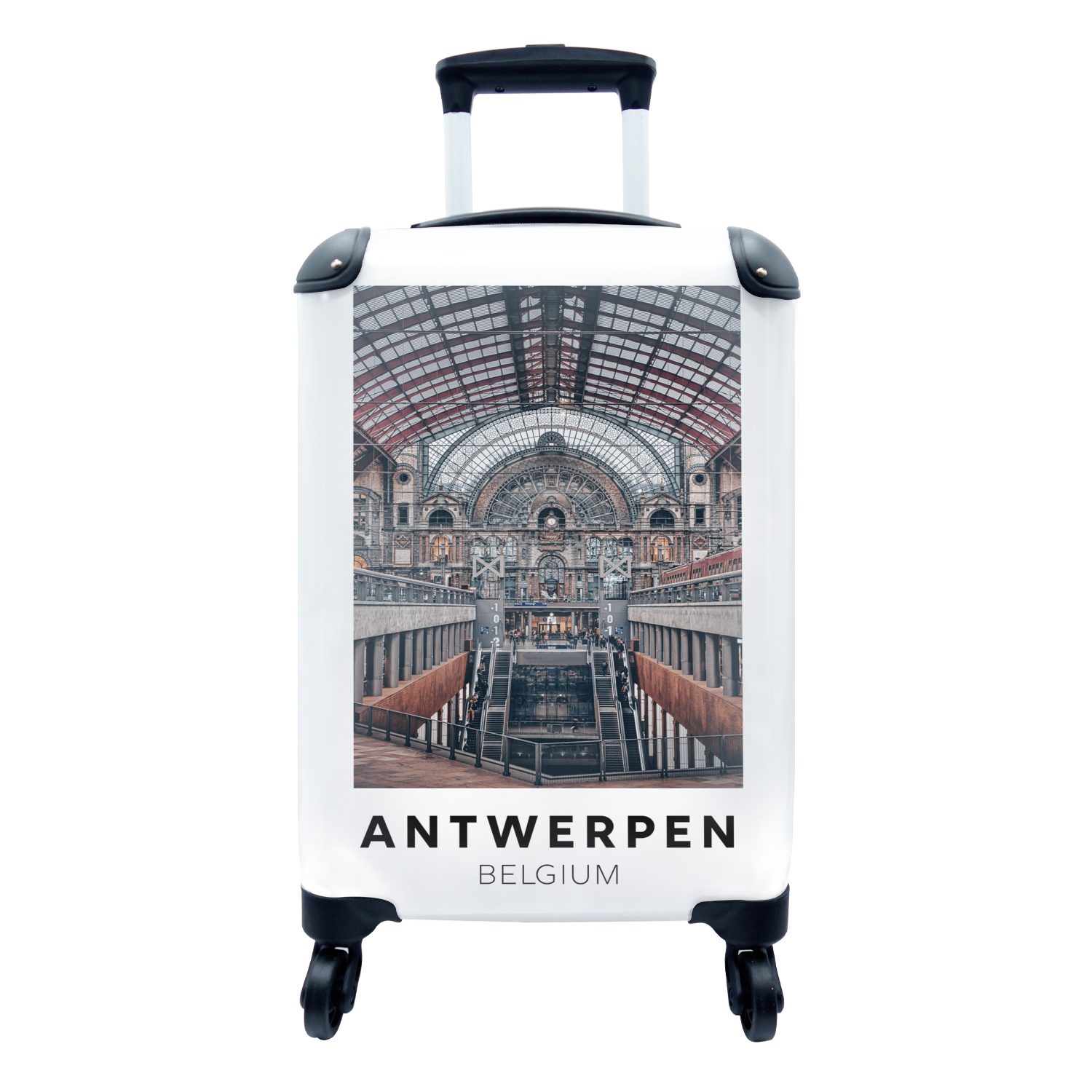 MuchoWow Ferien, - Antwerpen Zug, rollen, Handgepäckkoffer Rollen, mit Handgepäck Belgien Reisetasche - 4 für Trolley, Reisekoffer