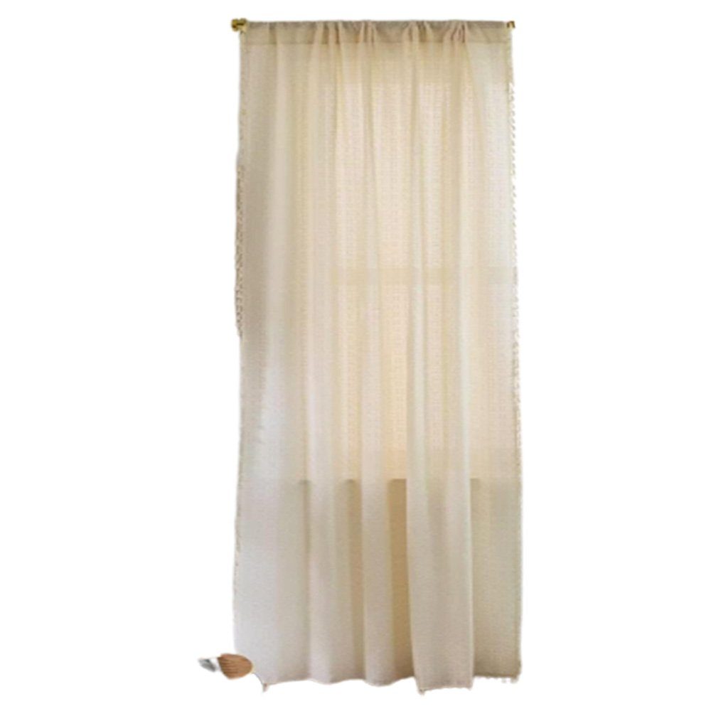 Gardinen Fertiggardinen FELIXLEO Quasten Textur Vorhänge Beige, Boho 140×220cm Gardine