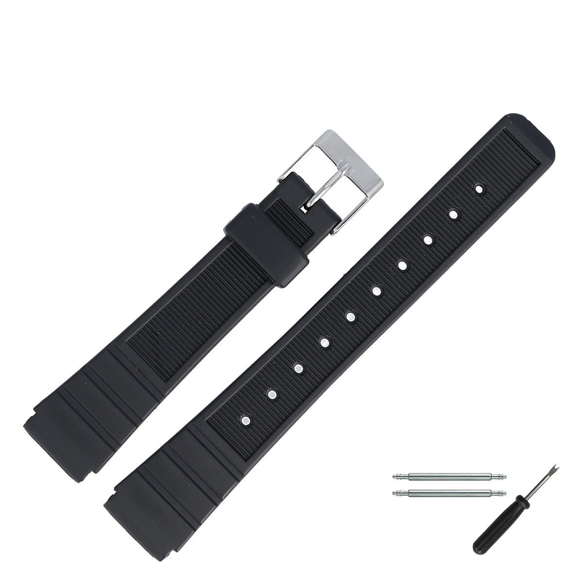 MARBURGER Uhrenarmband 18mm Kunststoff PVC Schwarz günstig online kaufen
