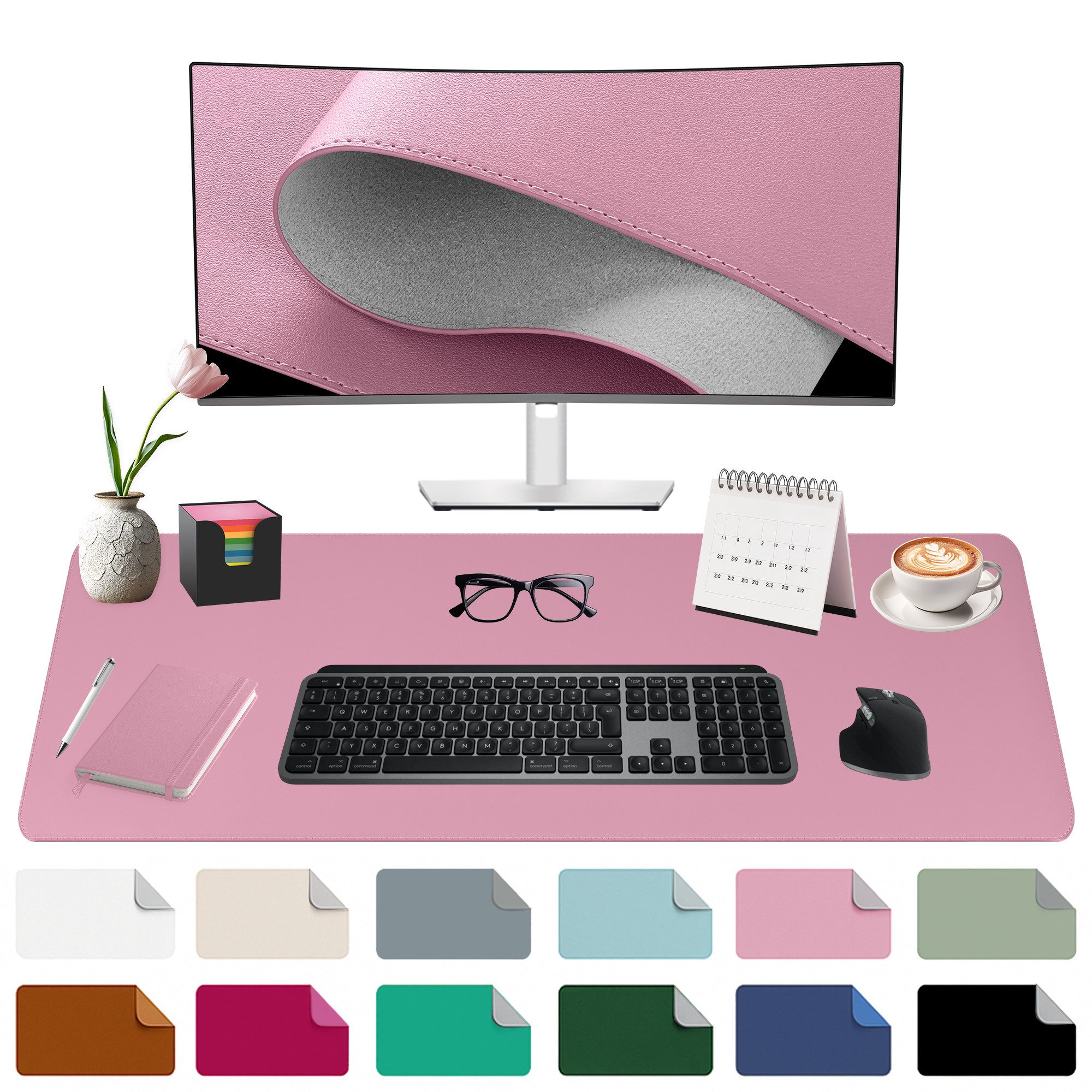Midori Schreibtischunterlage, (Midori Schreibtischunterlage 90x43cm Mauspad Tischunterlage Rosa)