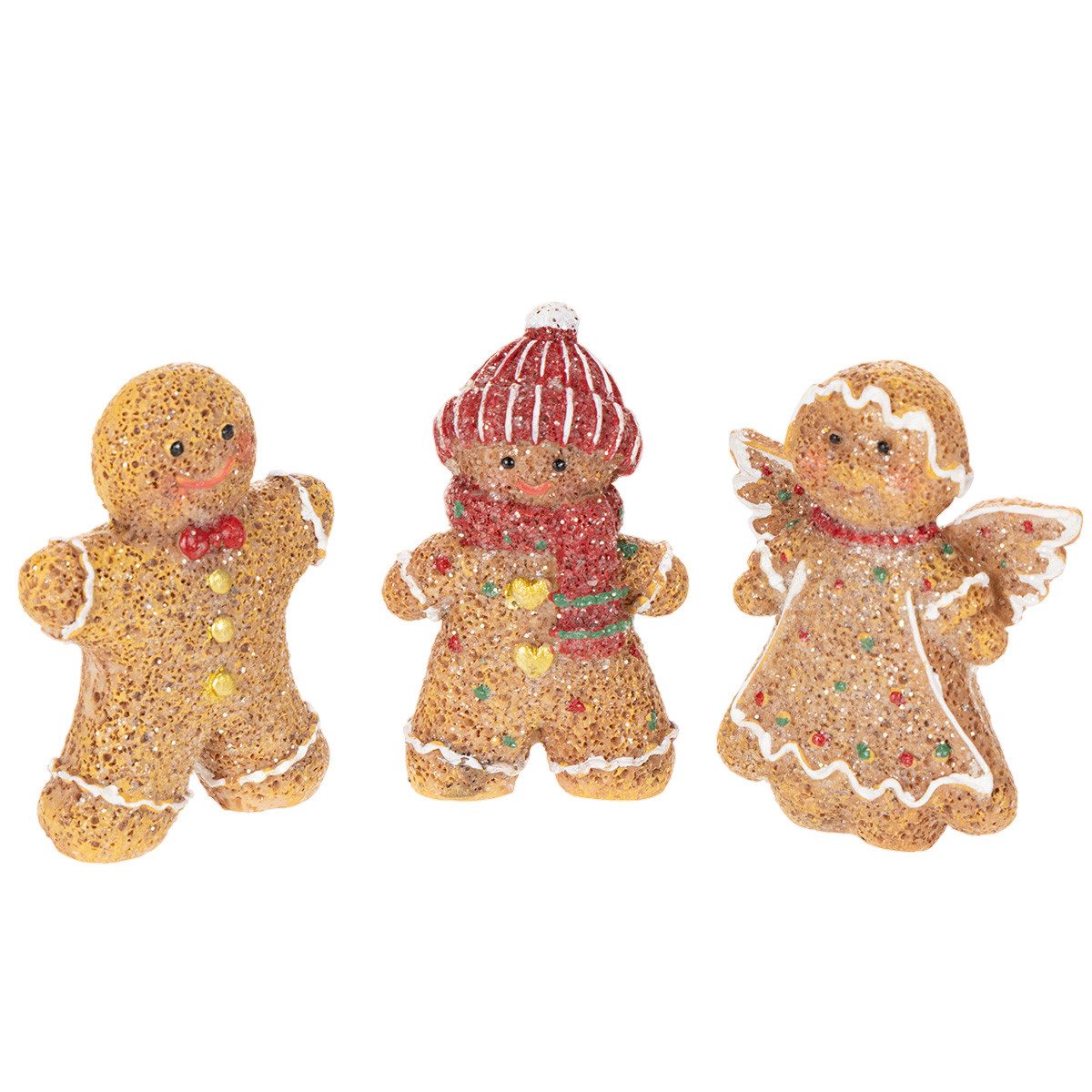 Posiwio Weihnachtsmann Dekofigur Lebkuchenmännchen Kunststoff für Weihnachtsdekoration, 3 St