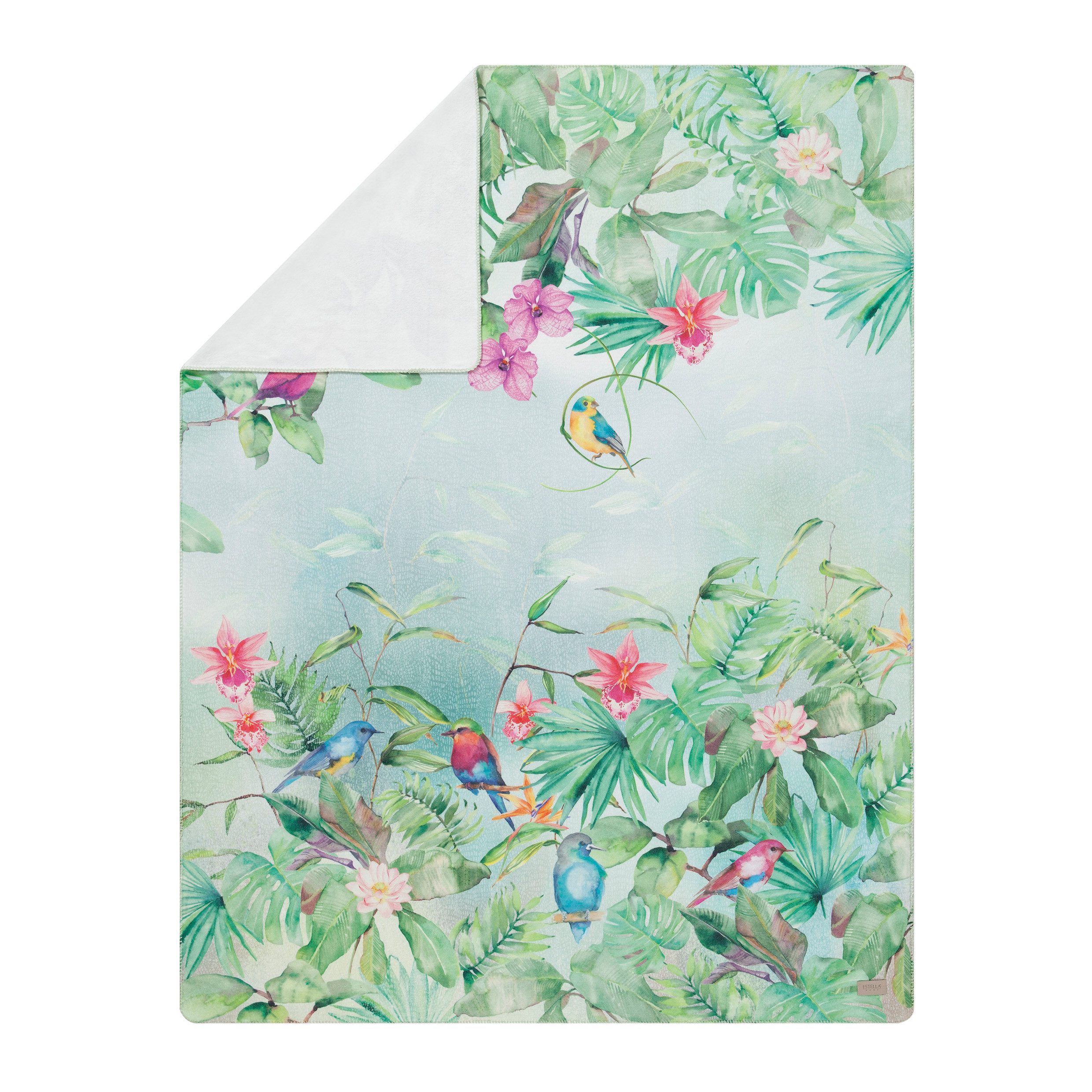 Wolldecke Baumwollmischung Kuscheldecke Impulse Clare Floral grün 150 x 200, Estella, Kuscheldecke 160x200 Tagesdecke kuschelig weich