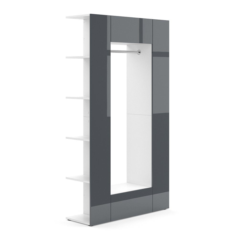 Vicco Garderoben-Set Mats, Anthrazit Hochglanz/Weiß, 36.6 x 191 cm, (kein S günstig online kaufen